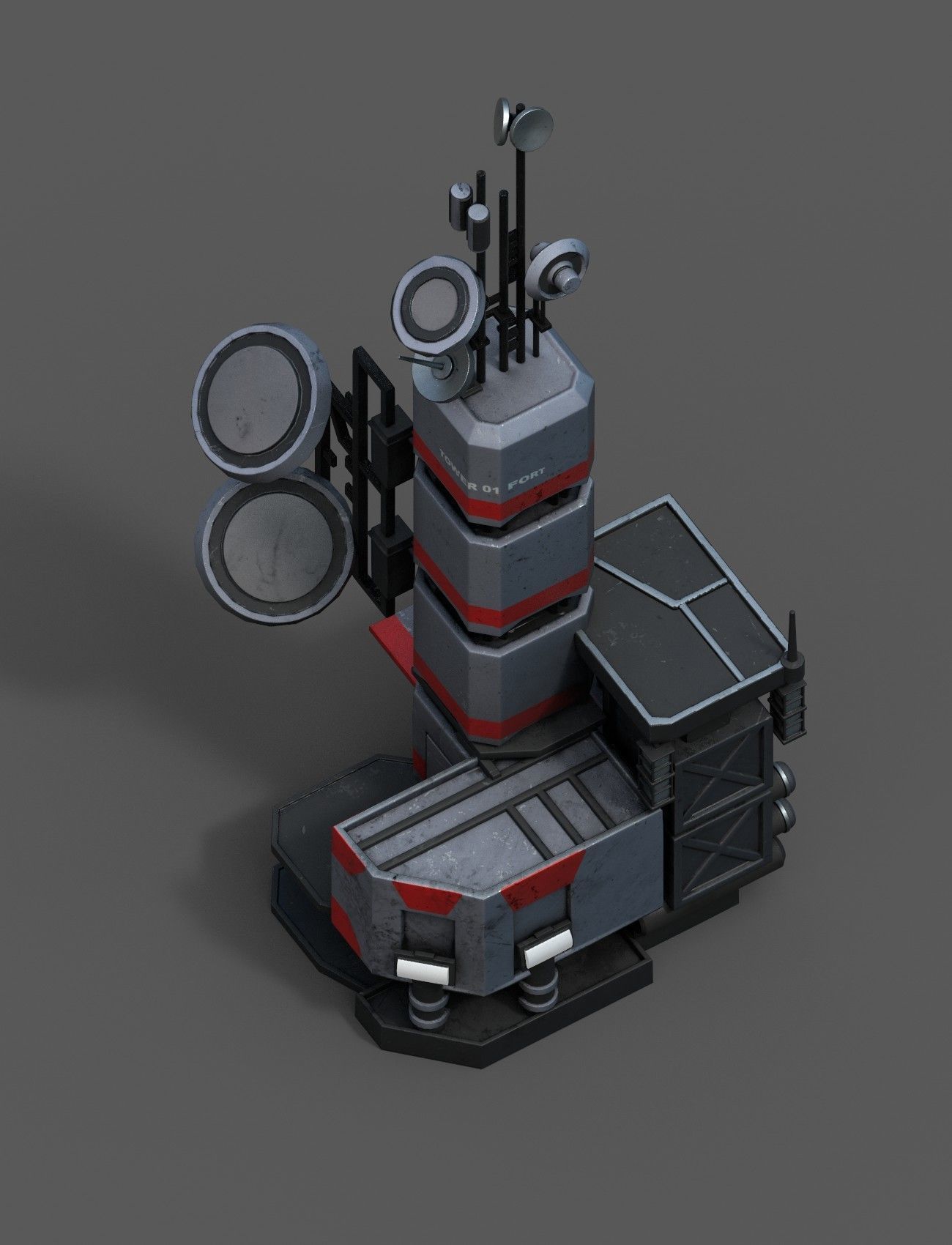 Scifi tower station building exterior skyscraper futuristic Low-poly 3D model_3