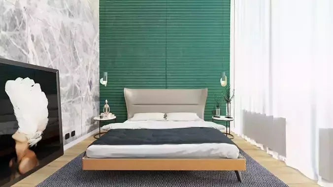 Mamy blue bed from Poltranofrau and Suprematics CS5 three lamp