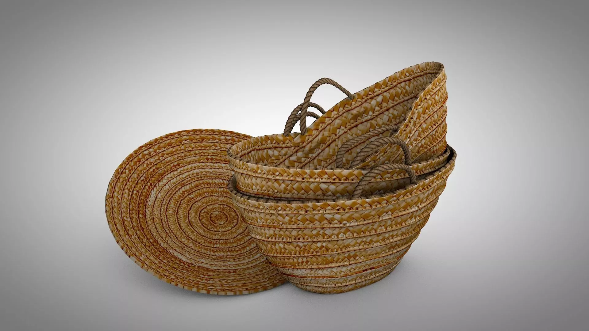 Old Palm Leaf Basket 3D model