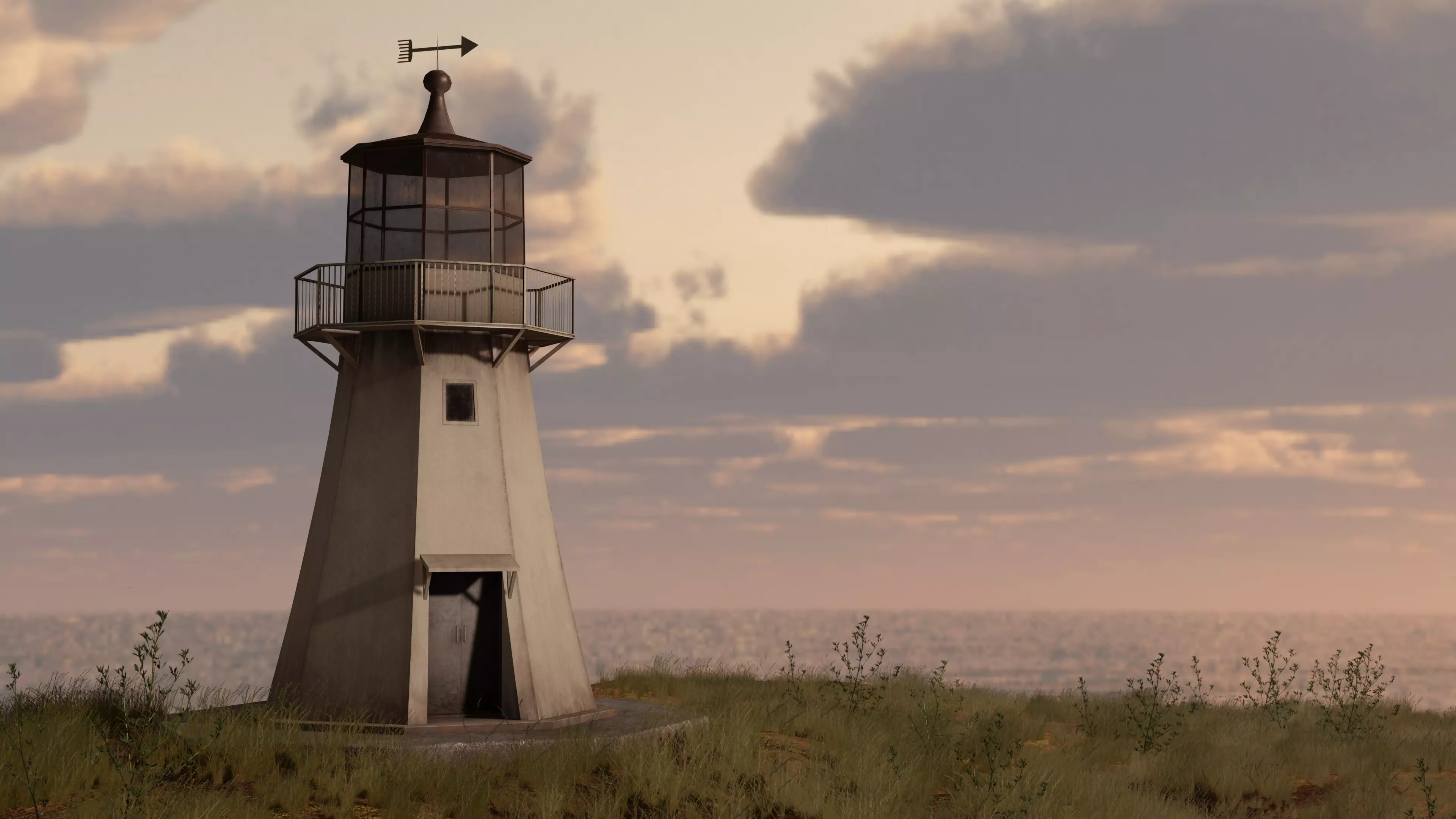 The Lighthouse at sunset Free low-poly 3D model
