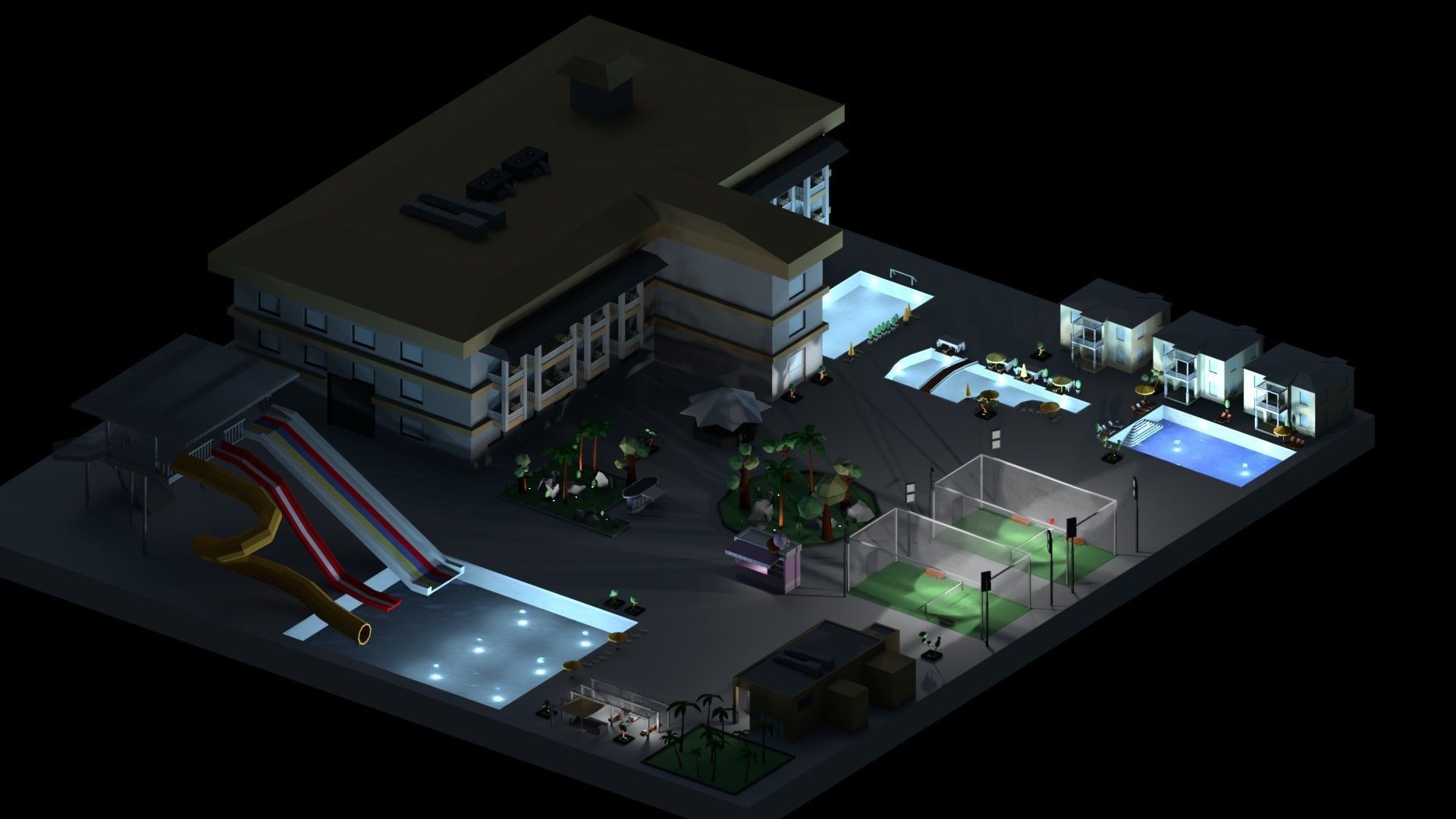 Low Poly Holiday Resort Low-poly 3D model_19