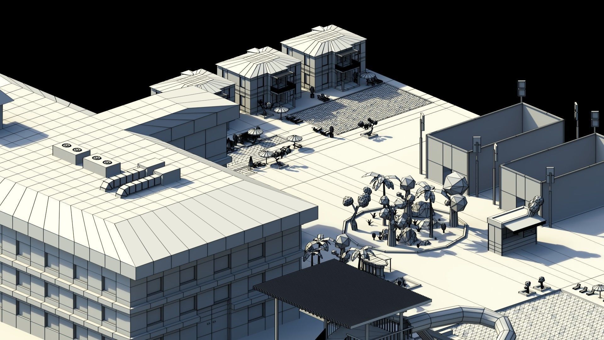 Low Poly Holiday Resort Low-poly 3D model_23