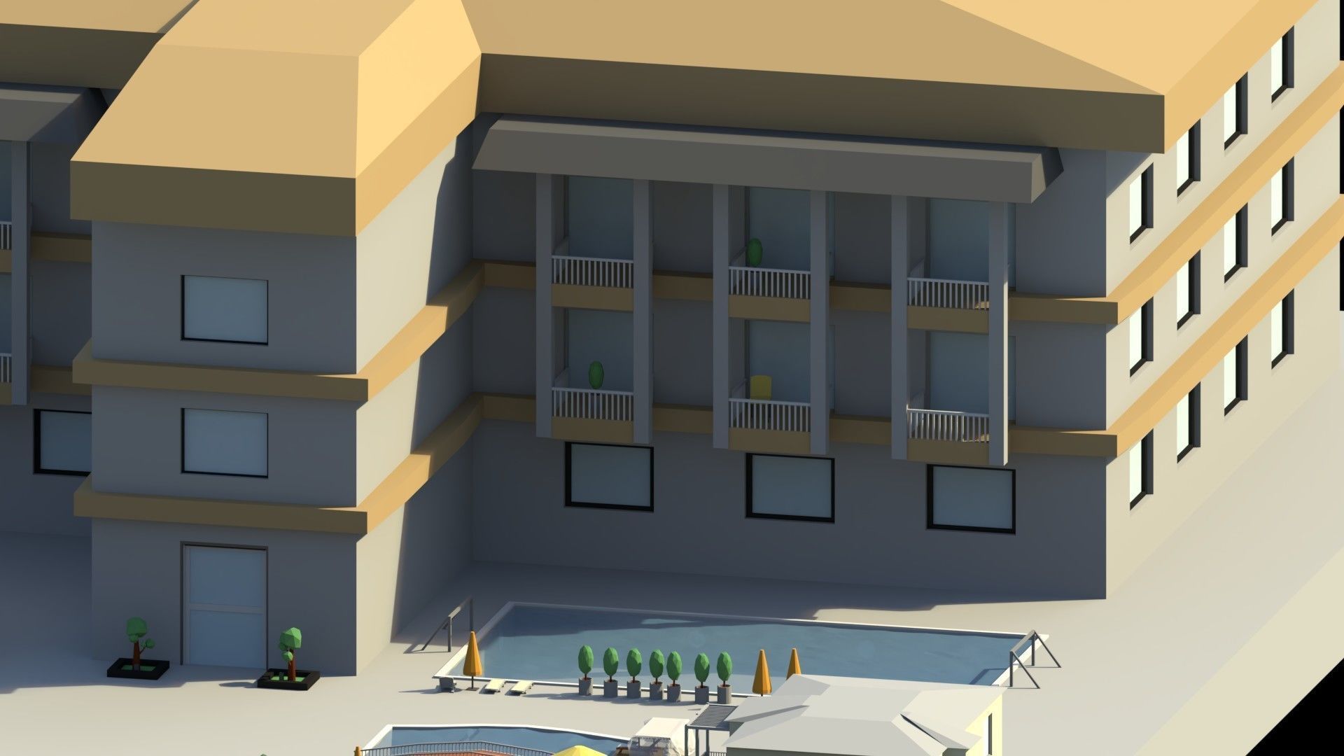 Low Poly Holiday Resort Low-poly 3D model_9