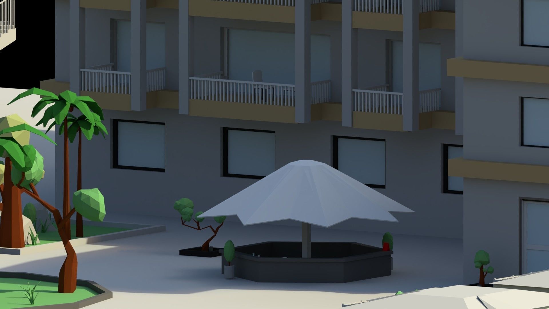 Low Poly Holiday Resort Low-poly 3D model_10
