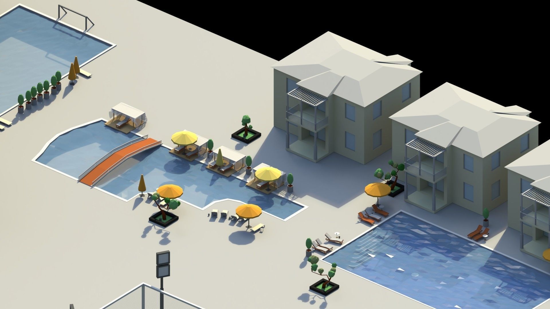 Low Poly Holiday Resort Low-poly 3D model_8