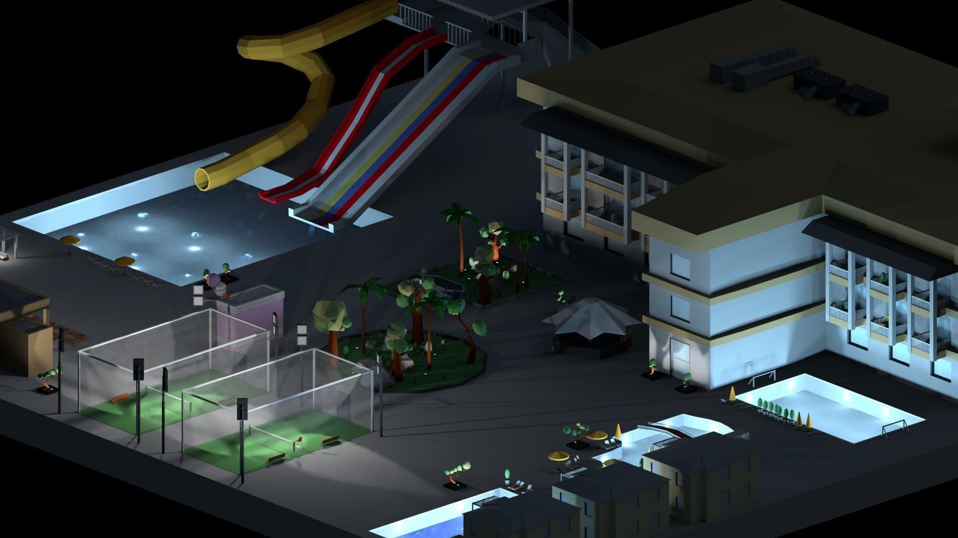Low Poly Holiday Resort Low-poly 3D model_15