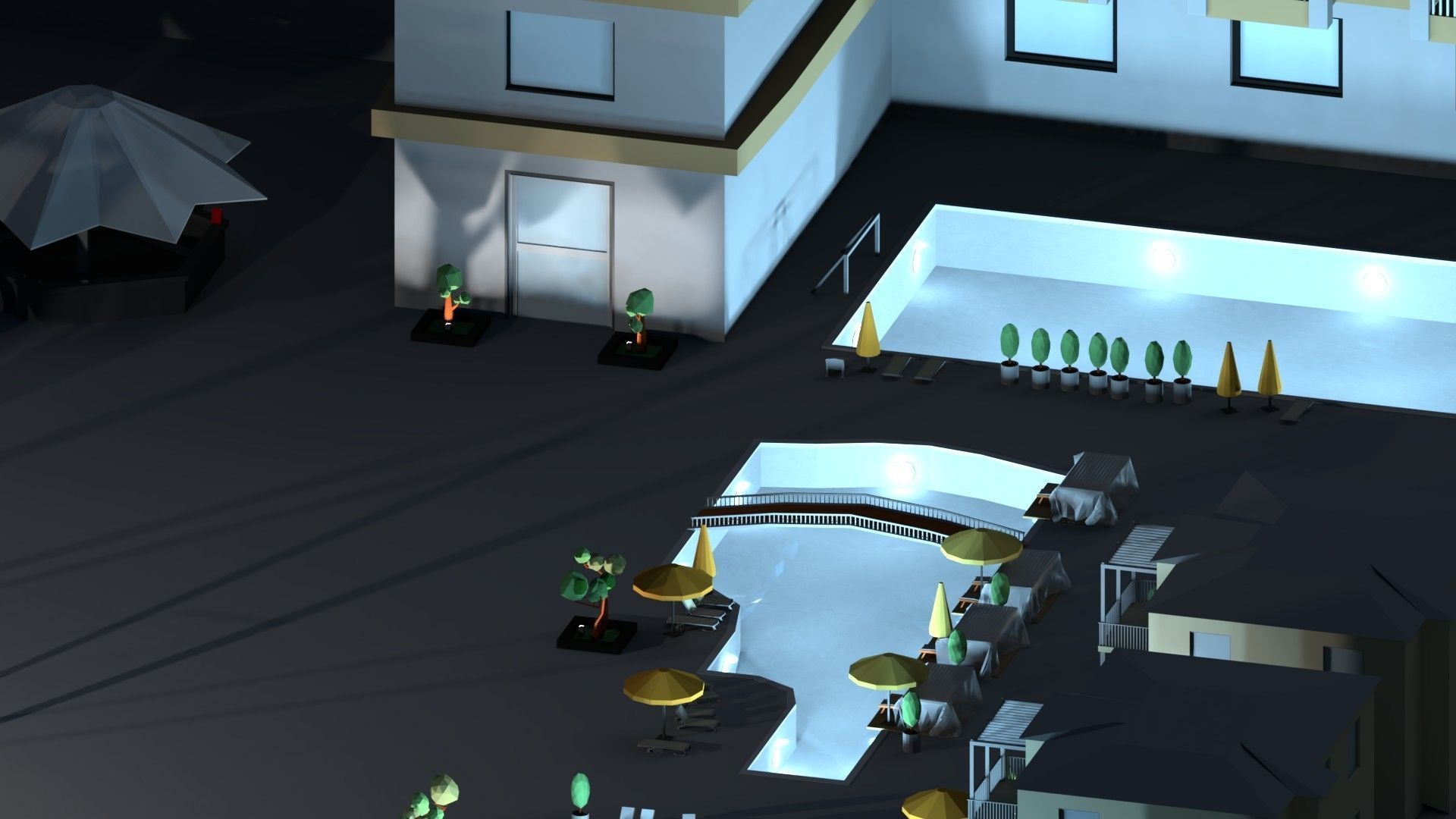 Low Poly Holiday Resort Low-poly 3D model_14