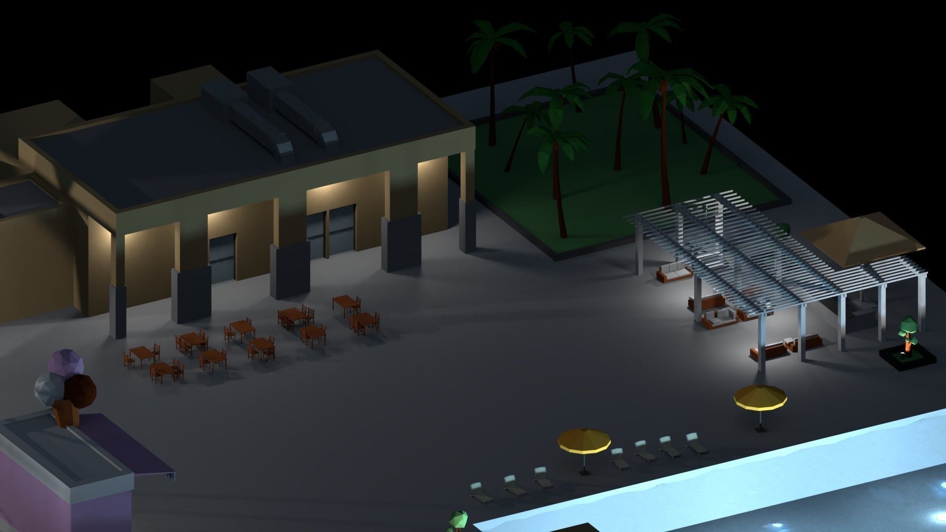 Low Poly Holiday Resort Low-poly 3D model_11