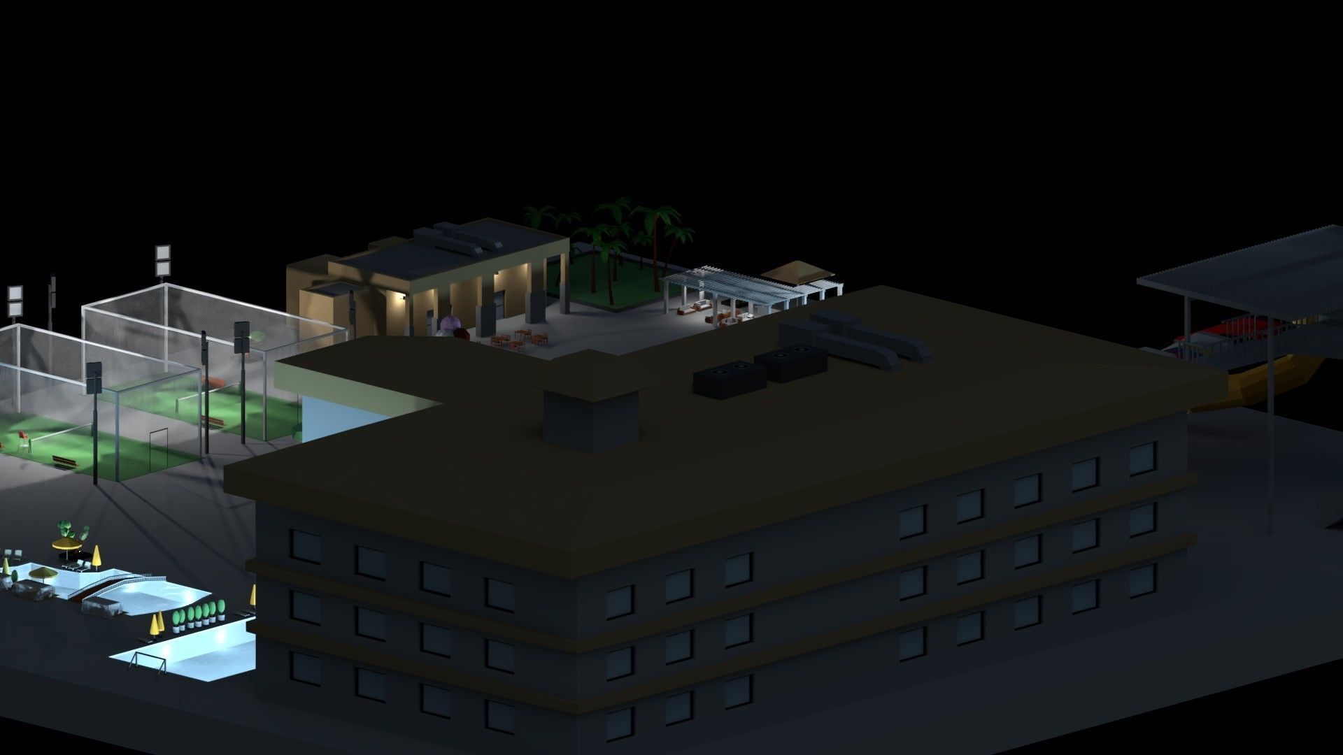 Low Poly Holiday Resort Low-poly 3D model_16