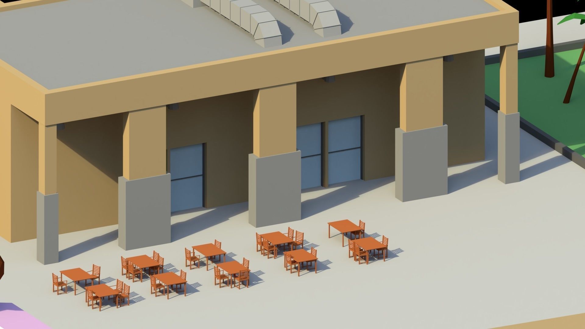 Low Poly Holiday Resort Low-poly 3D model_4