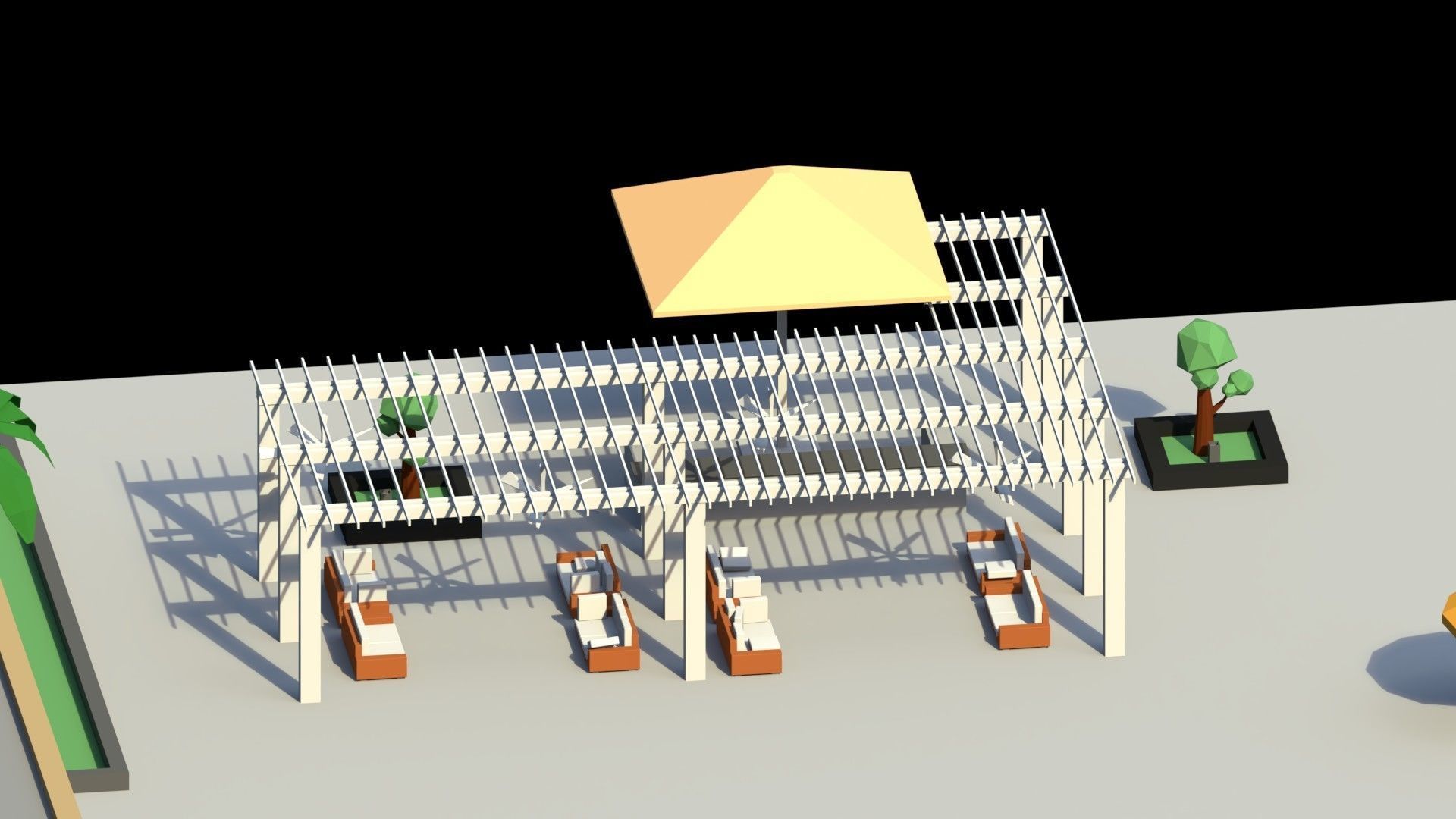 Low Poly Holiday Resort Low-poly 3D model_5