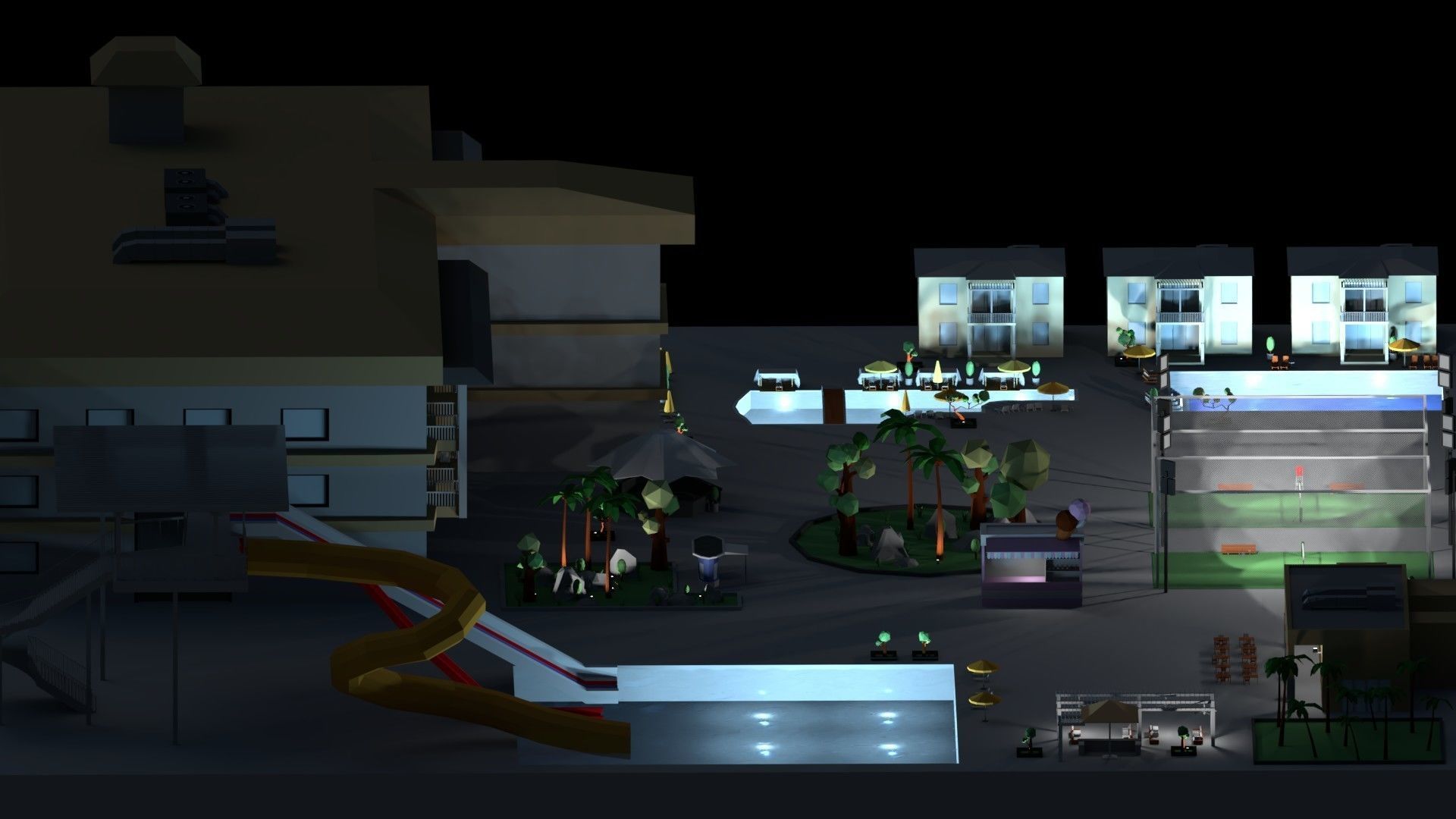 Low Poly Holiday Resort Low-poly 3D model_17