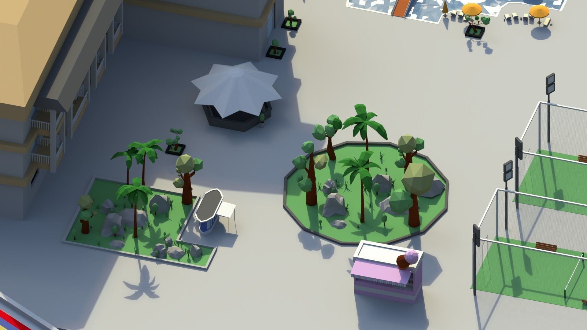 Low Poly Holiday Resort Low-poly 3D model_6
