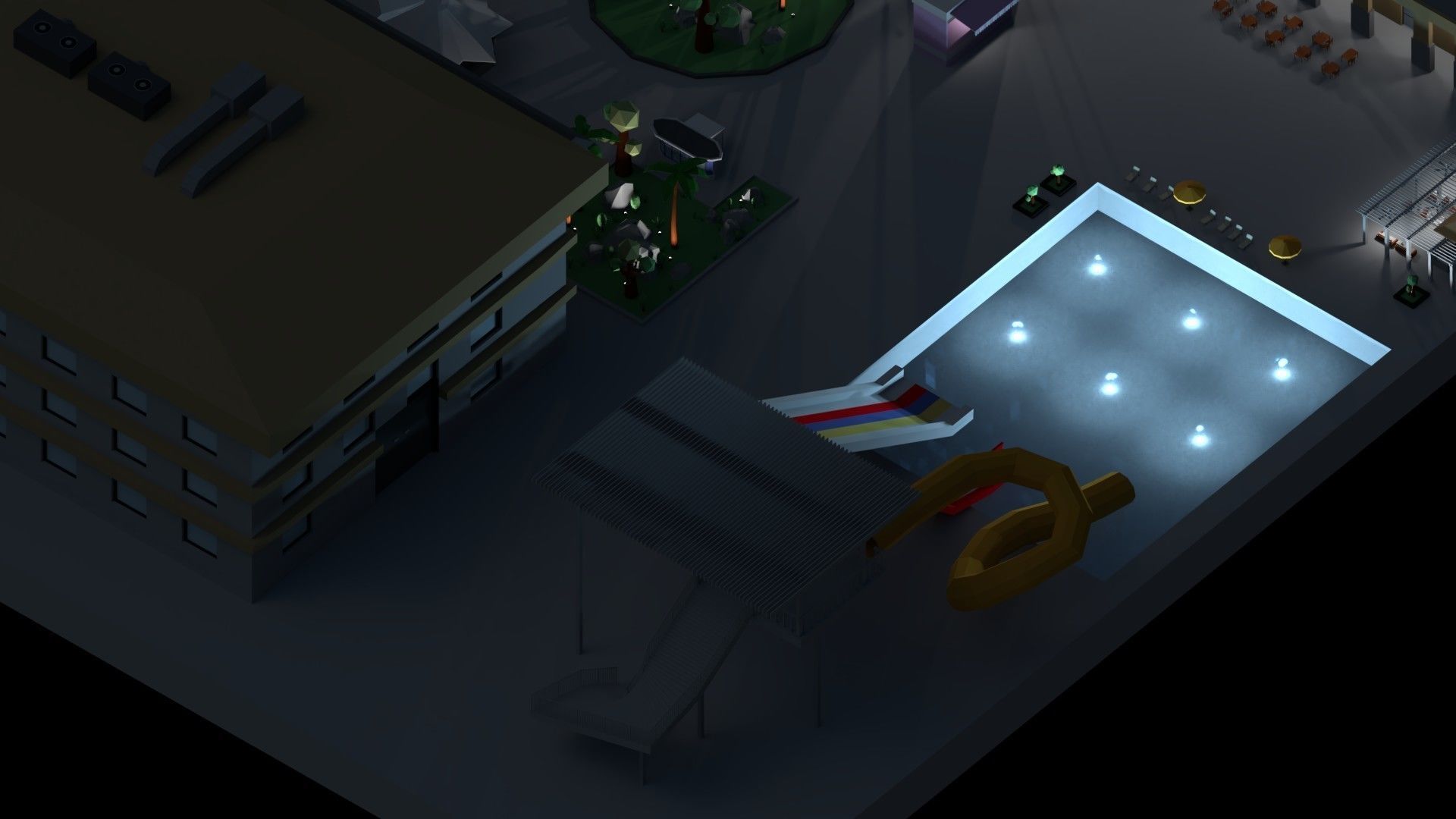 Low Poly Holiday Resort Low-poly 3D model_12