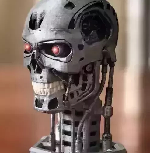 Terminator-t800-bust terminator head on table