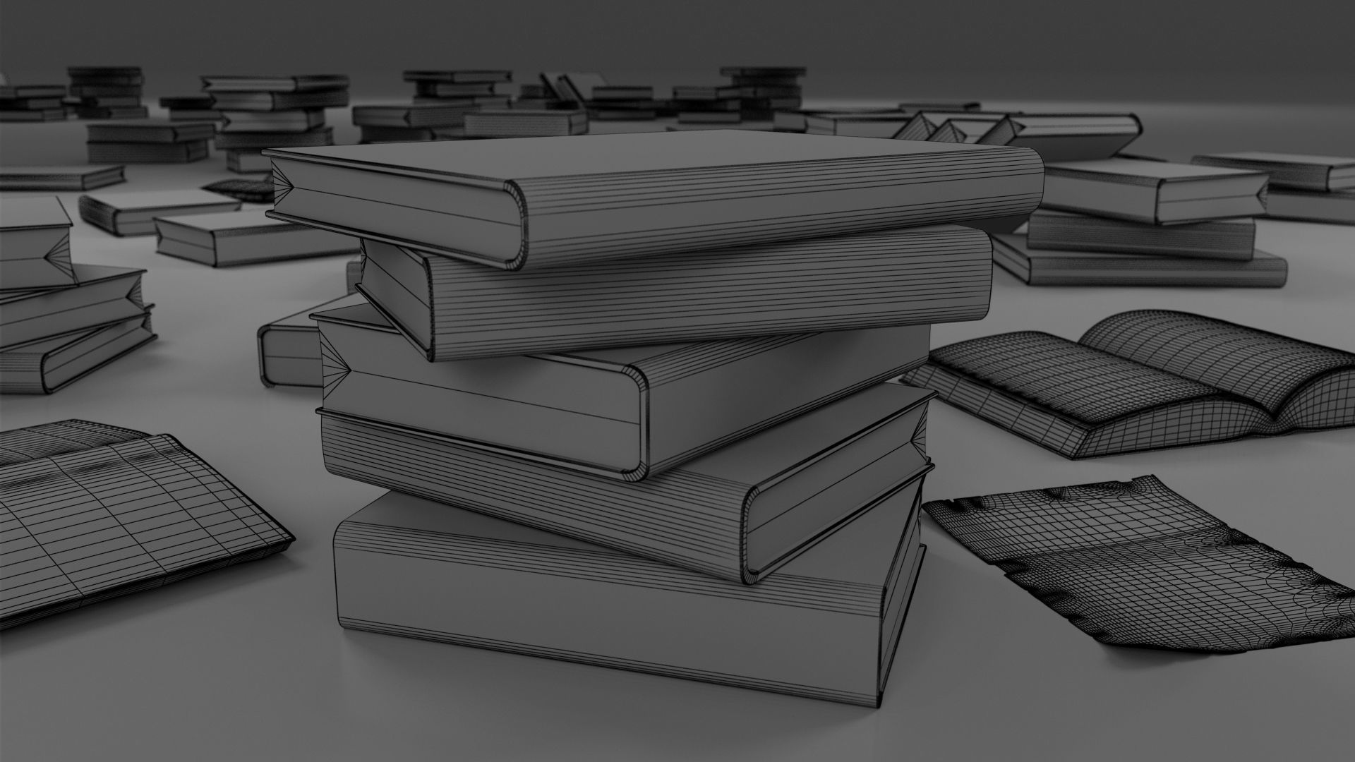 Books old 3D model_3