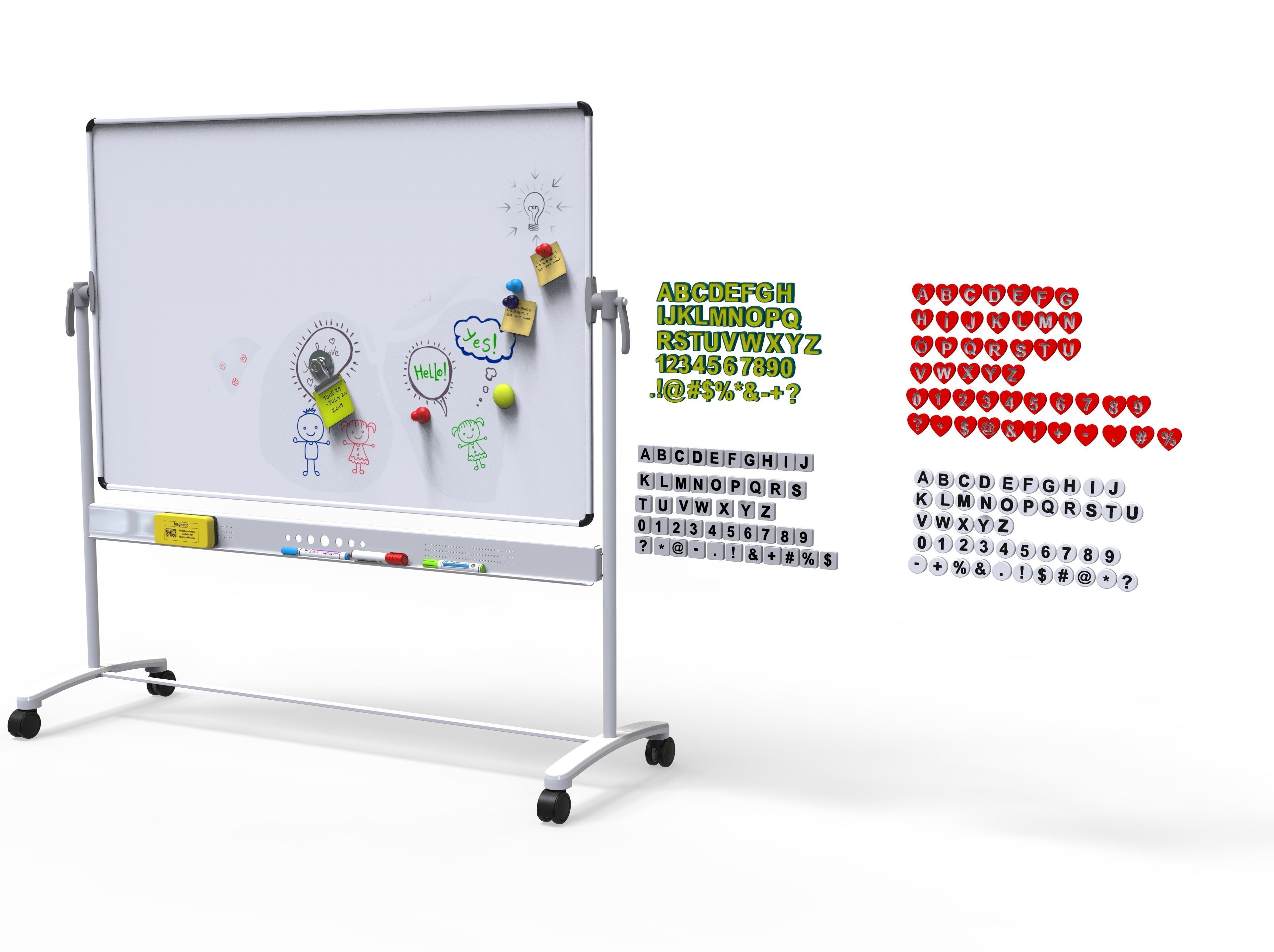 White Board  vs  English Letters  in 4 different  shape 3D Model Collection_2