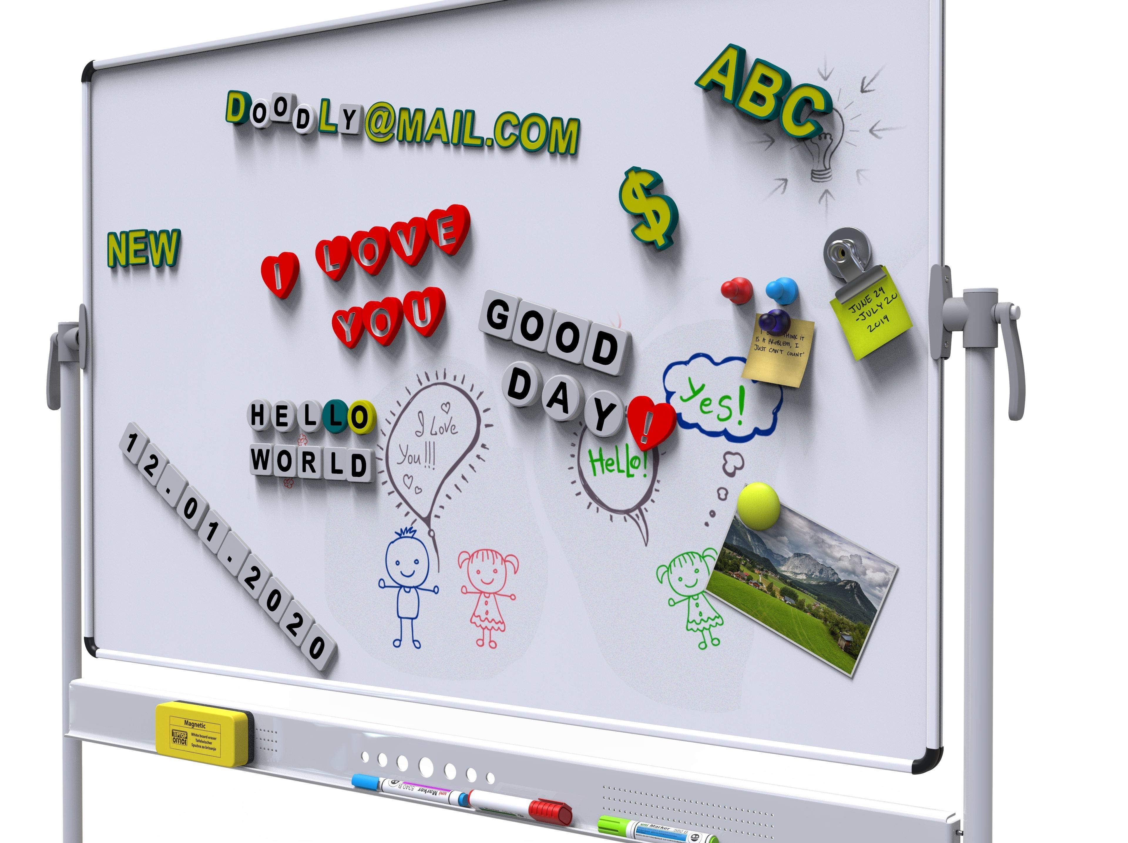 White Board  vs  English Letters  in 4 different  shape 3D Model Collection_16