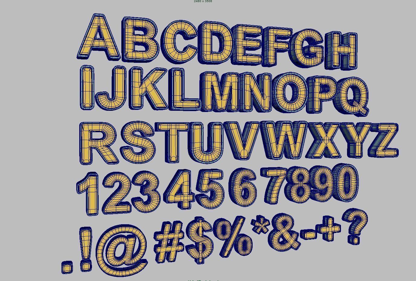 White Board  vs  English Letters  in 4 different  shape 3D Model Collection_18