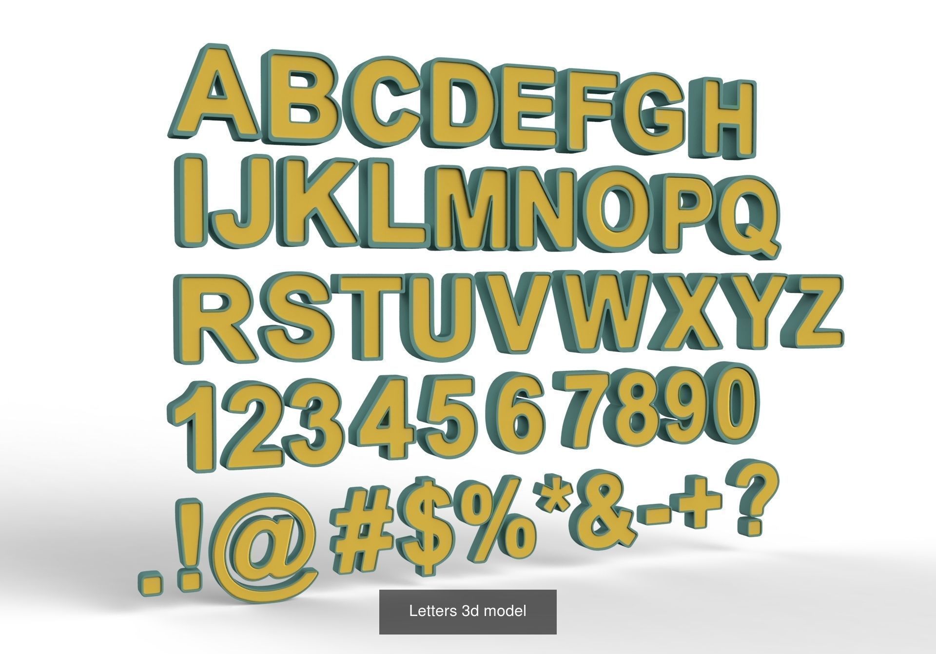 White Board  vs  English Letters  in 4 different  shape 3D Model Collection_5