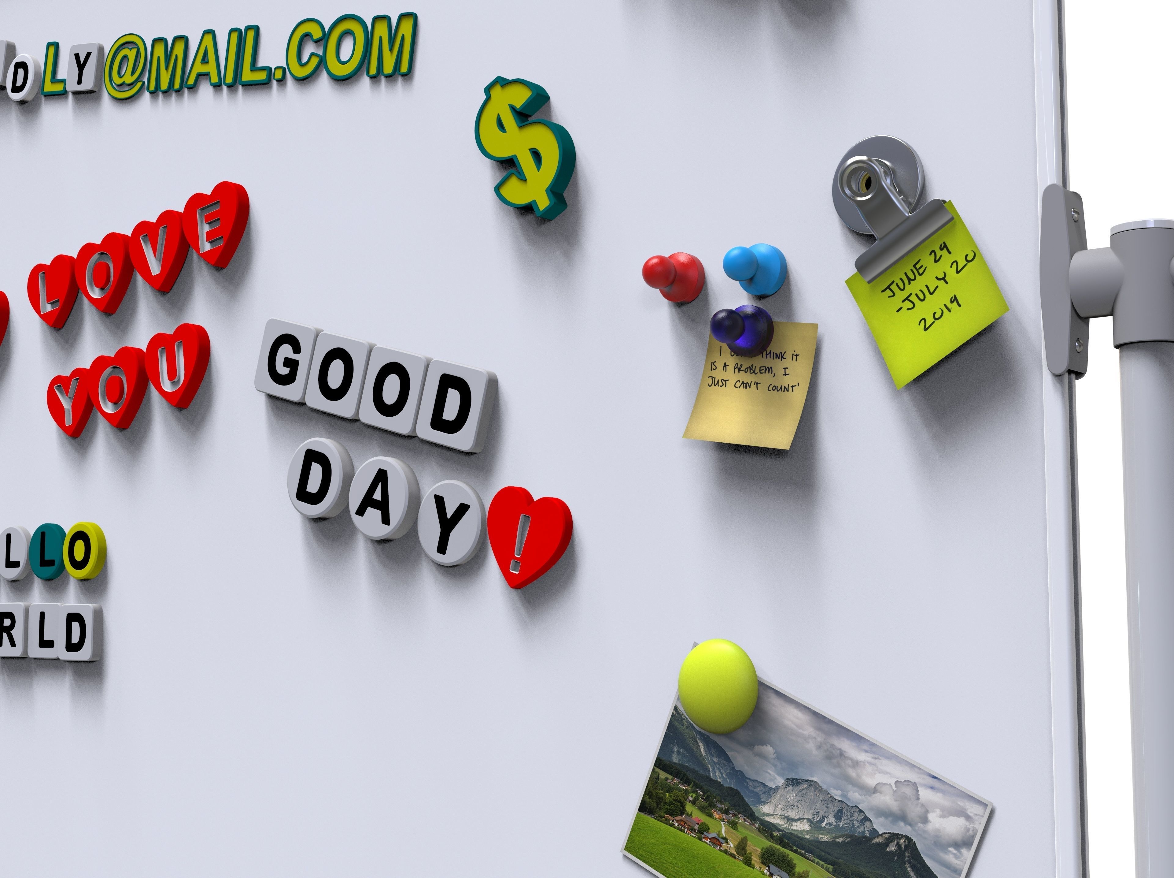 White Board  vs  English Letters  in 4 different  shape 3D Model Collection_4