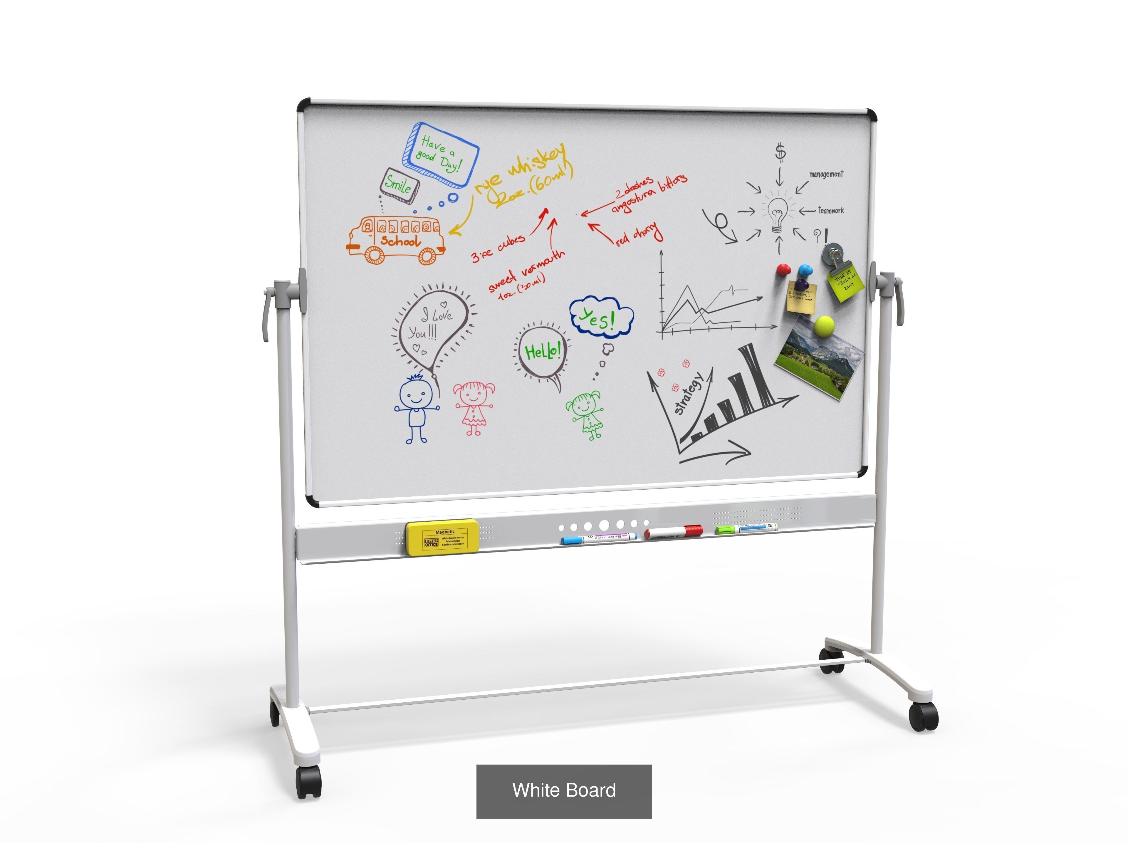 White Board  vs  English Letters  in 4 different  shape 3D Model Collection_11