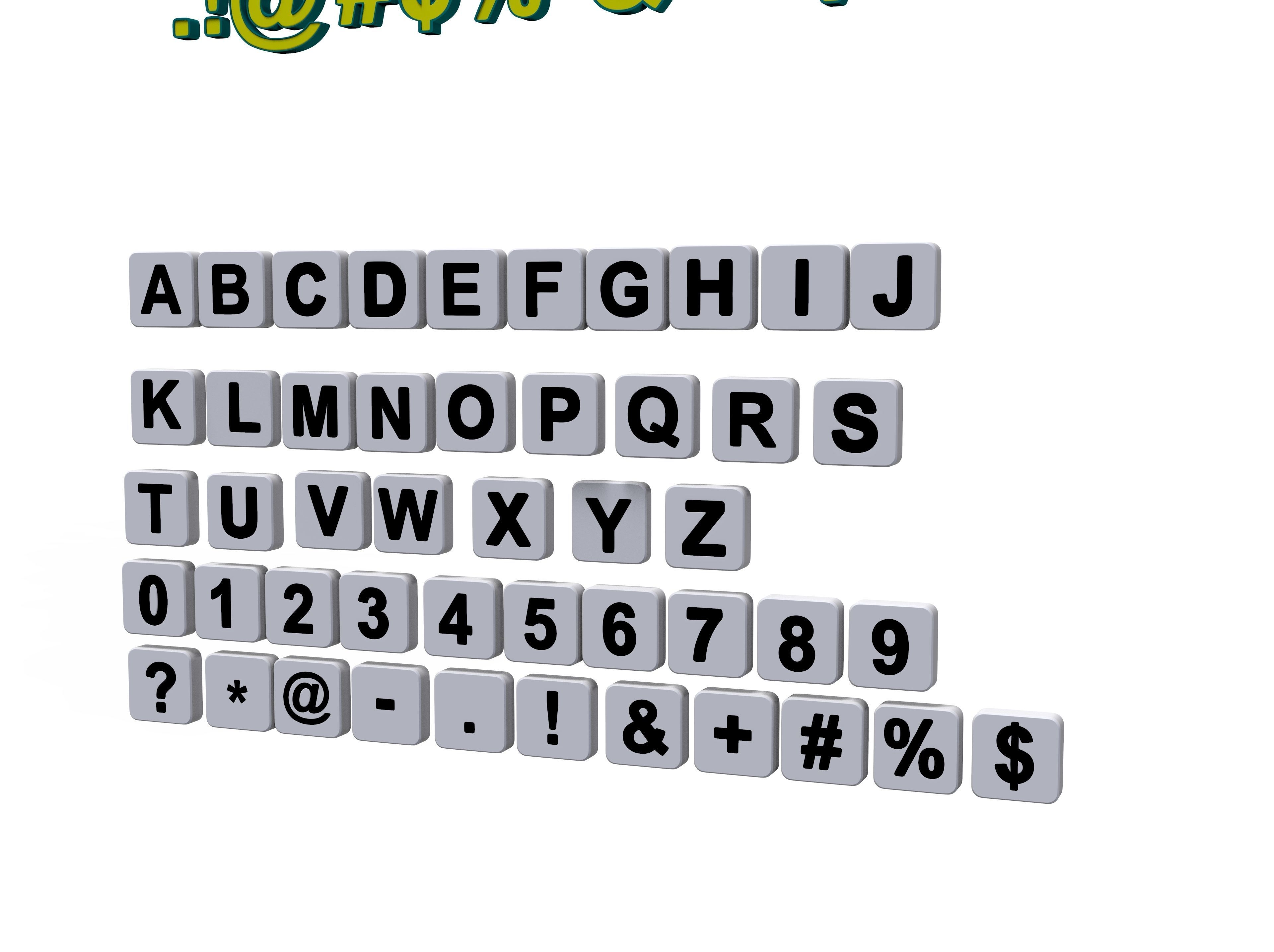 White Board  vs  English Letters  in 4 different  shape 3D Model Collection_13