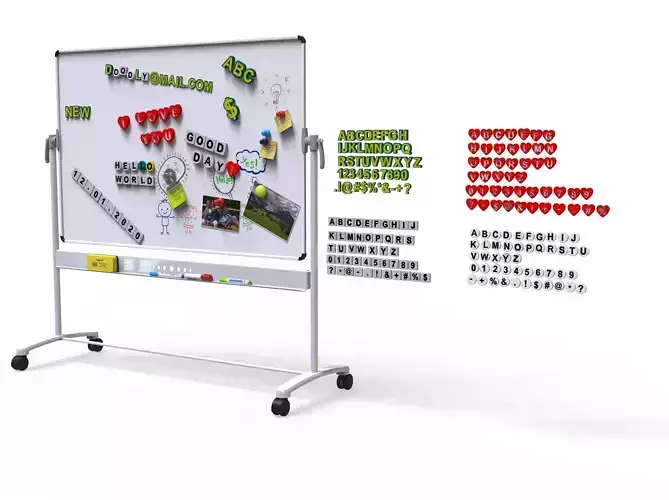 White Board  vs  English Letters  in 4 different  shape 3D Model Collection