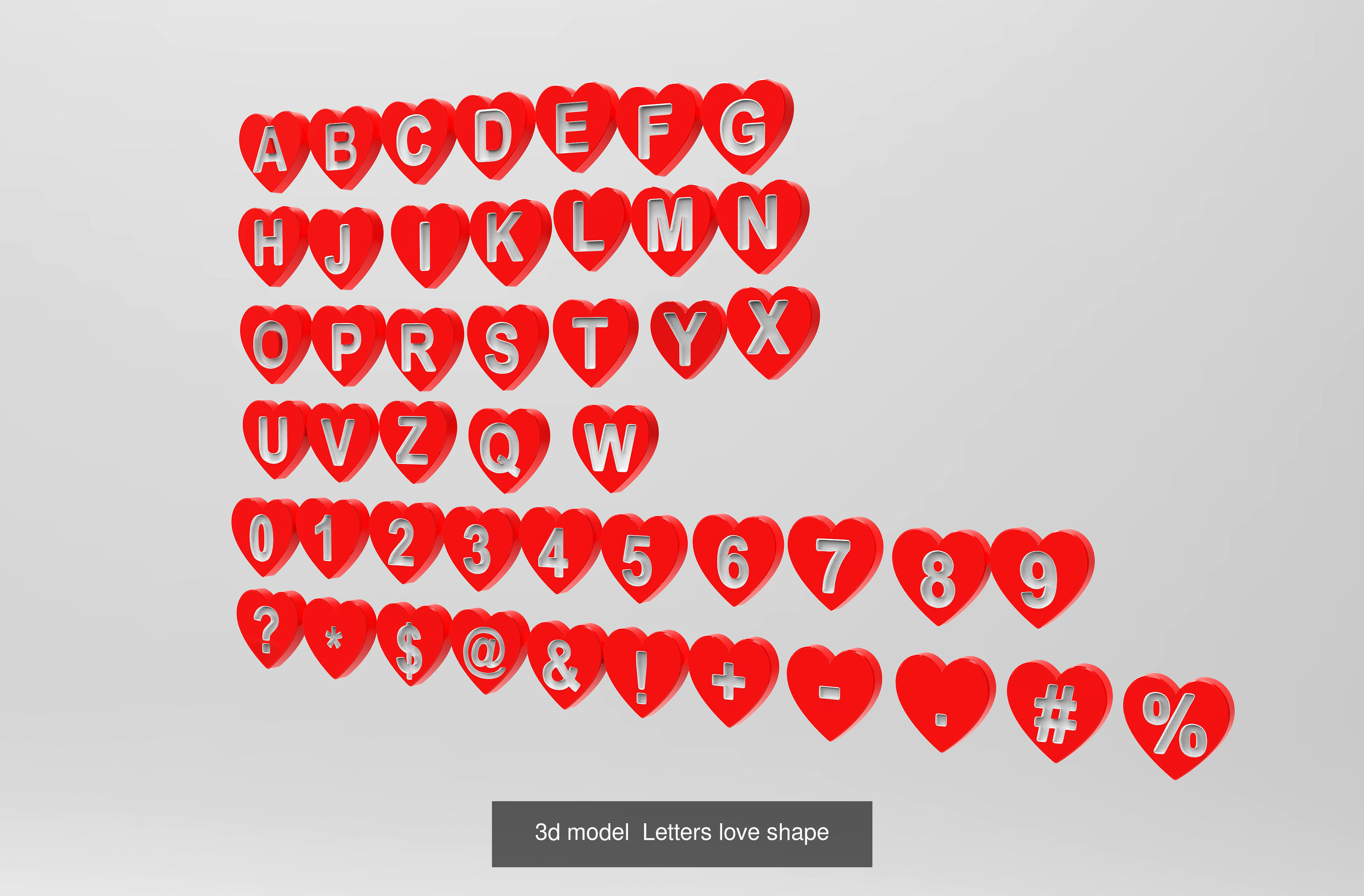 White Board  vs  English Letters  in 4 different  shape 3D Model Collection_8