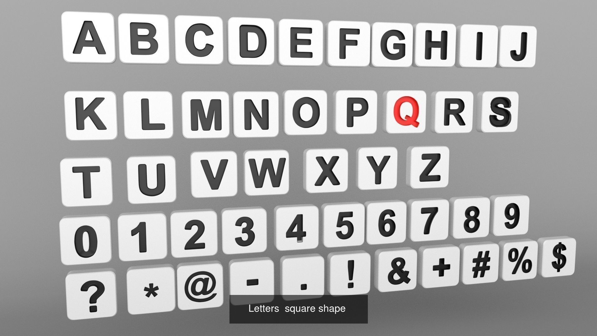 White Board  vs  English Letters  in 4 different  shape 3D Model Collection_9