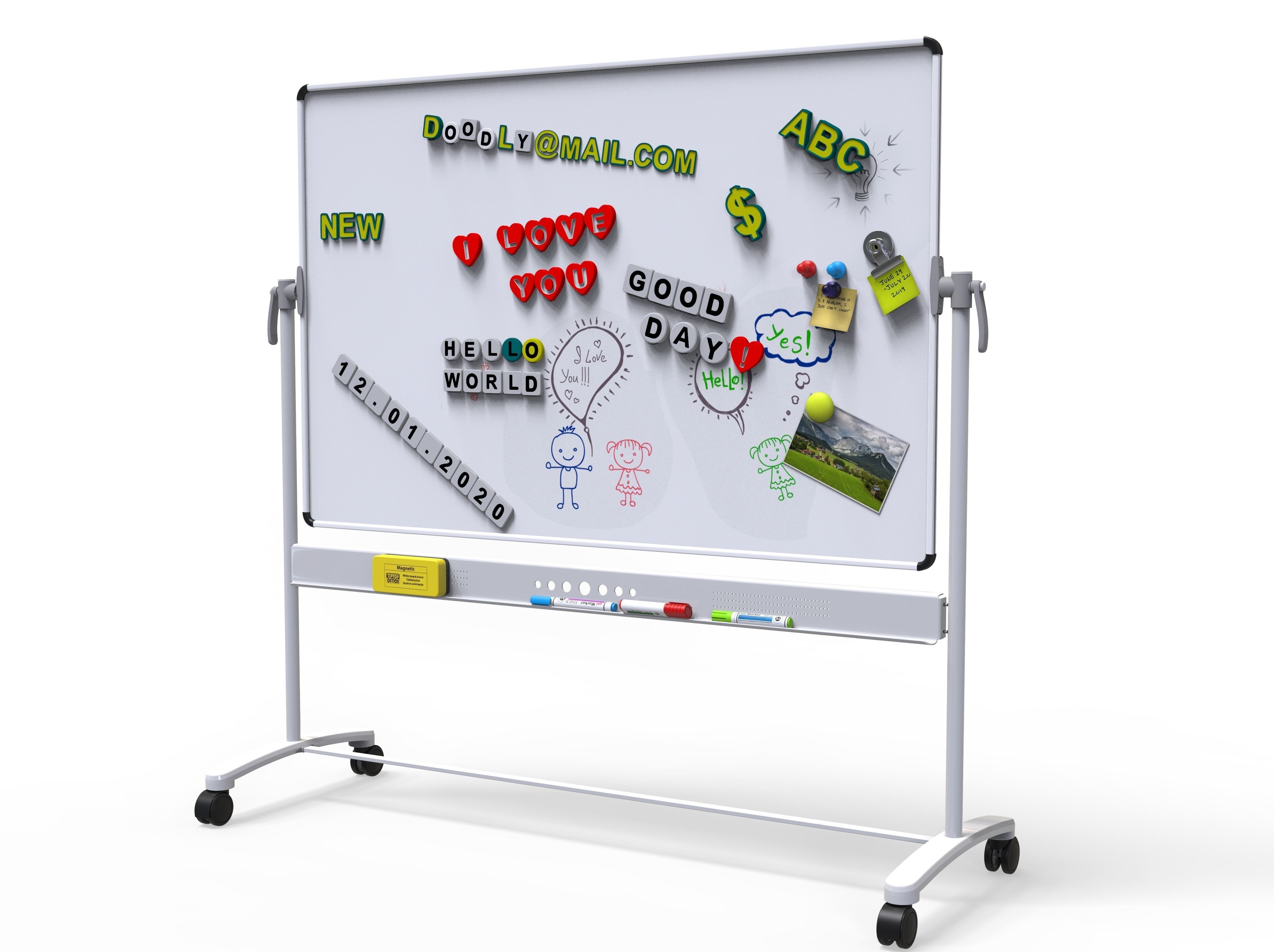 White Board  vs  English Letters  in 4 different  shape 3D Model Collection_7