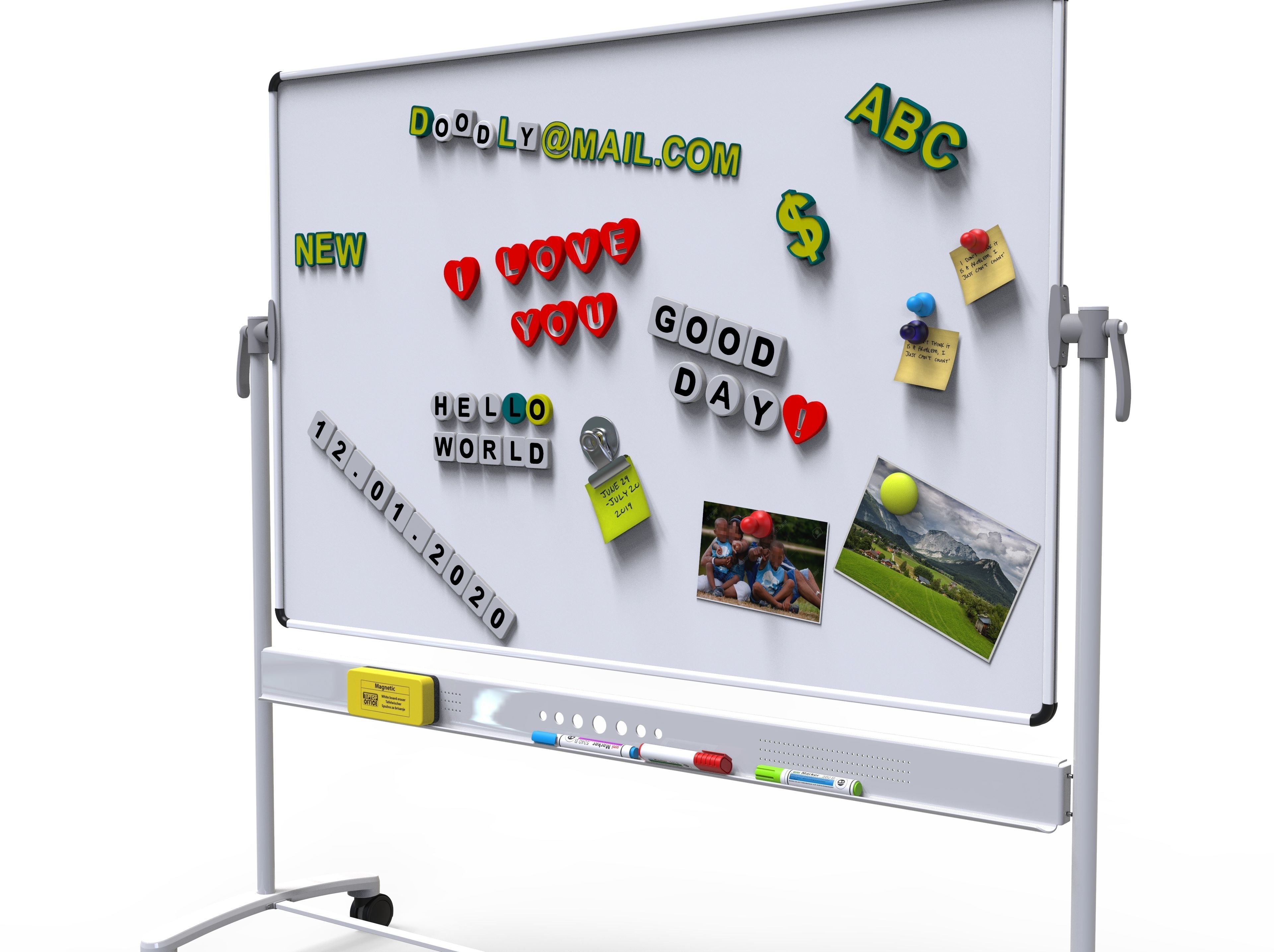 White Board  vs  English Letters  in 4 different  shape 3D Model Collection_1