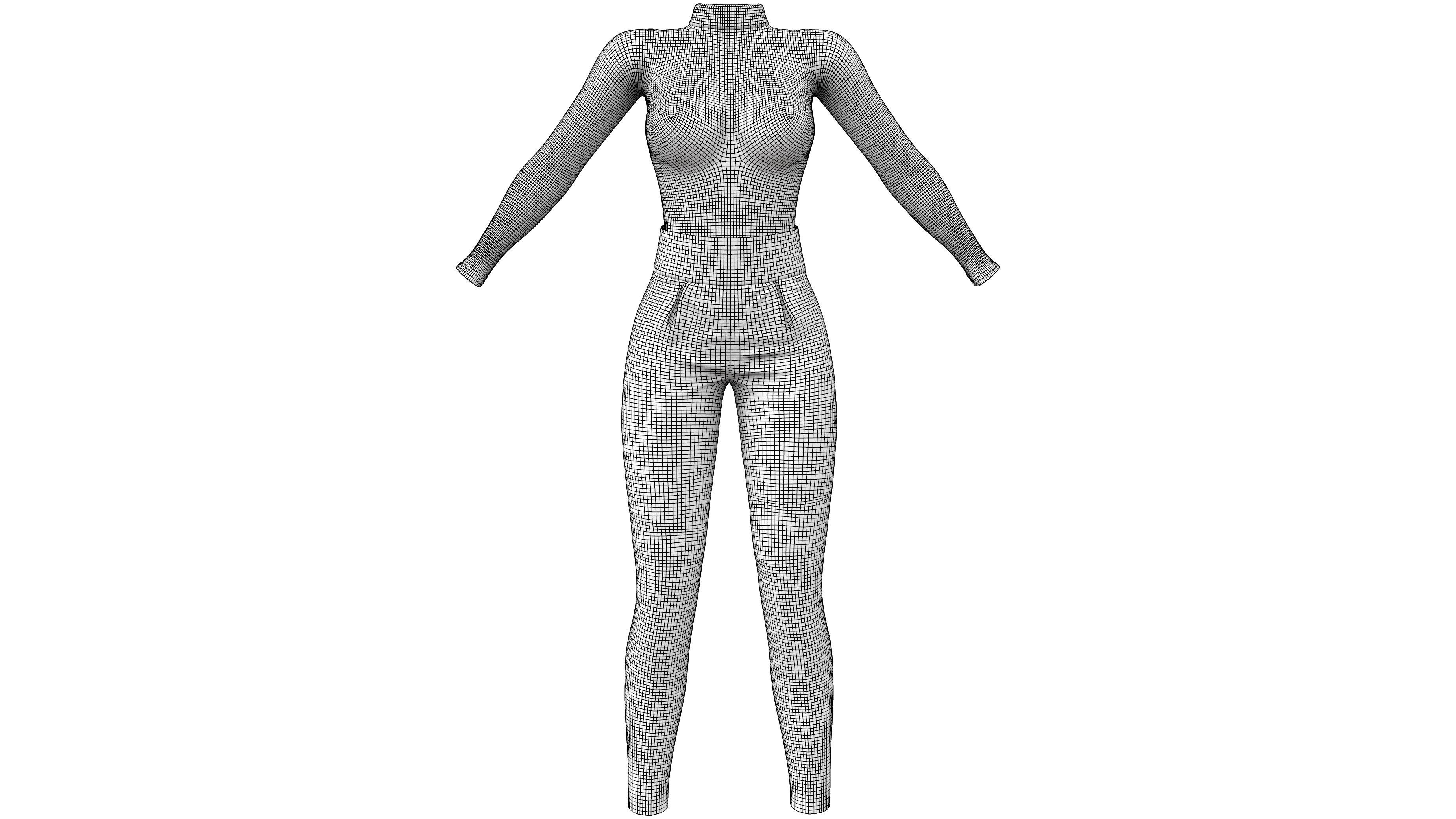 See Through Body Effect Sheer Top and Maroon Shiny Leather Pants Low-poly 3D model_6