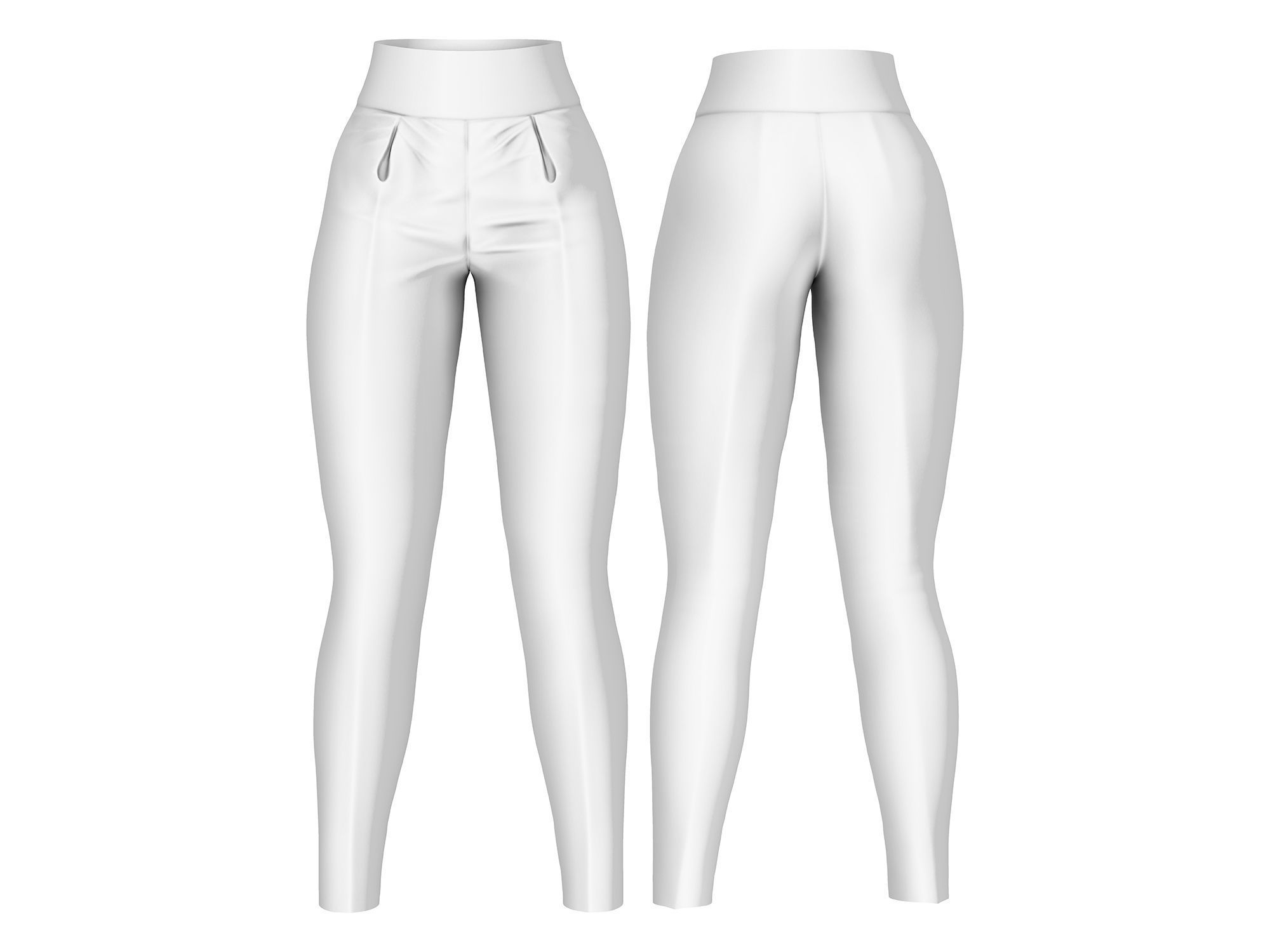 See Through Body Effect Sheer Top and Maroon Shiny Leather Pants Low-poly 3D model_7