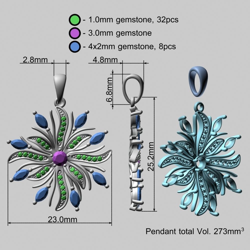 Beautiful Gold Pendant 3D print model_18