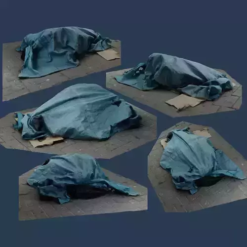 RAW 3D Scan - Rubbish tarp trash burlap canvas environment asset 3D model