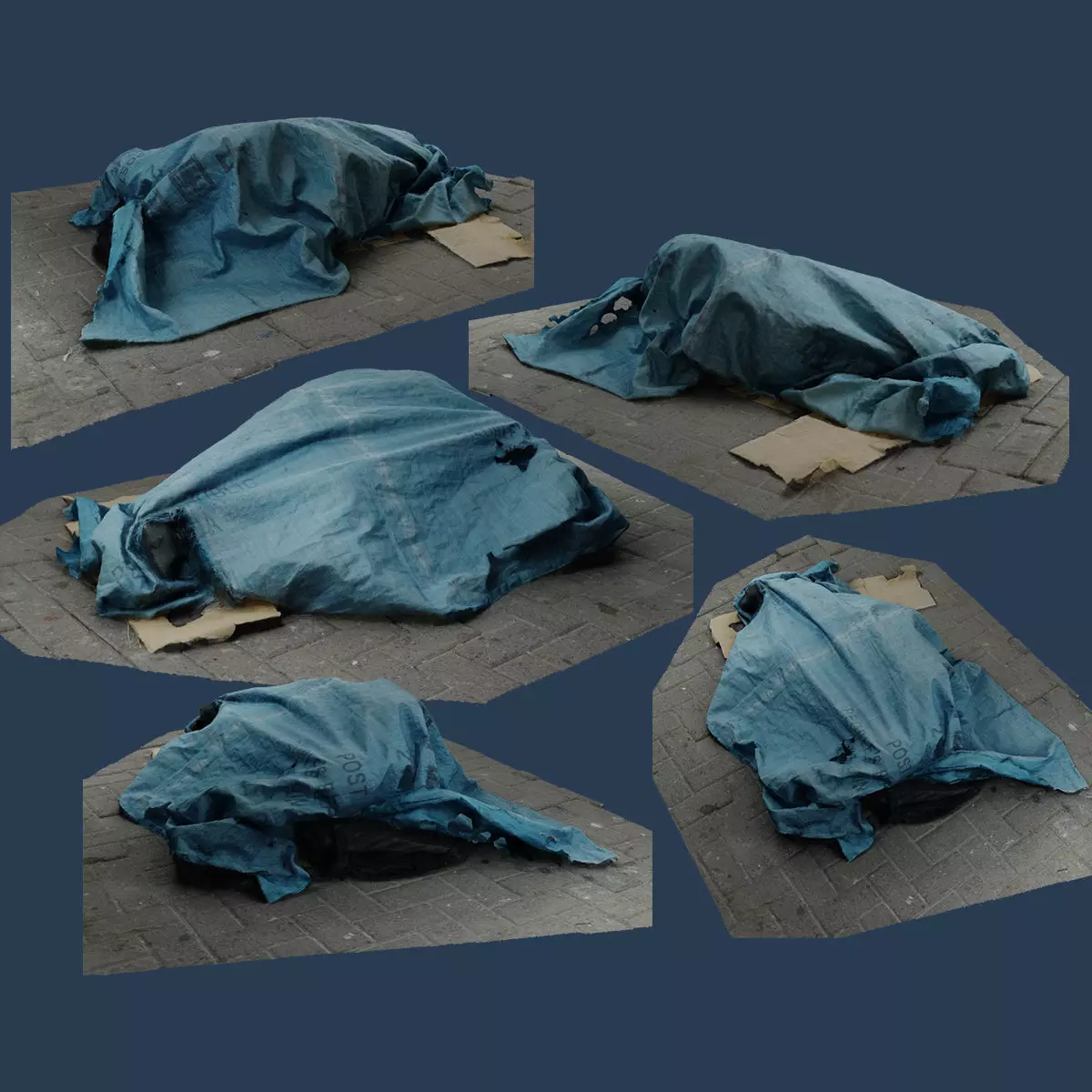 RAW 3D Scan - Rubbish tarp trash burlap canvas environment asset 3D model_0