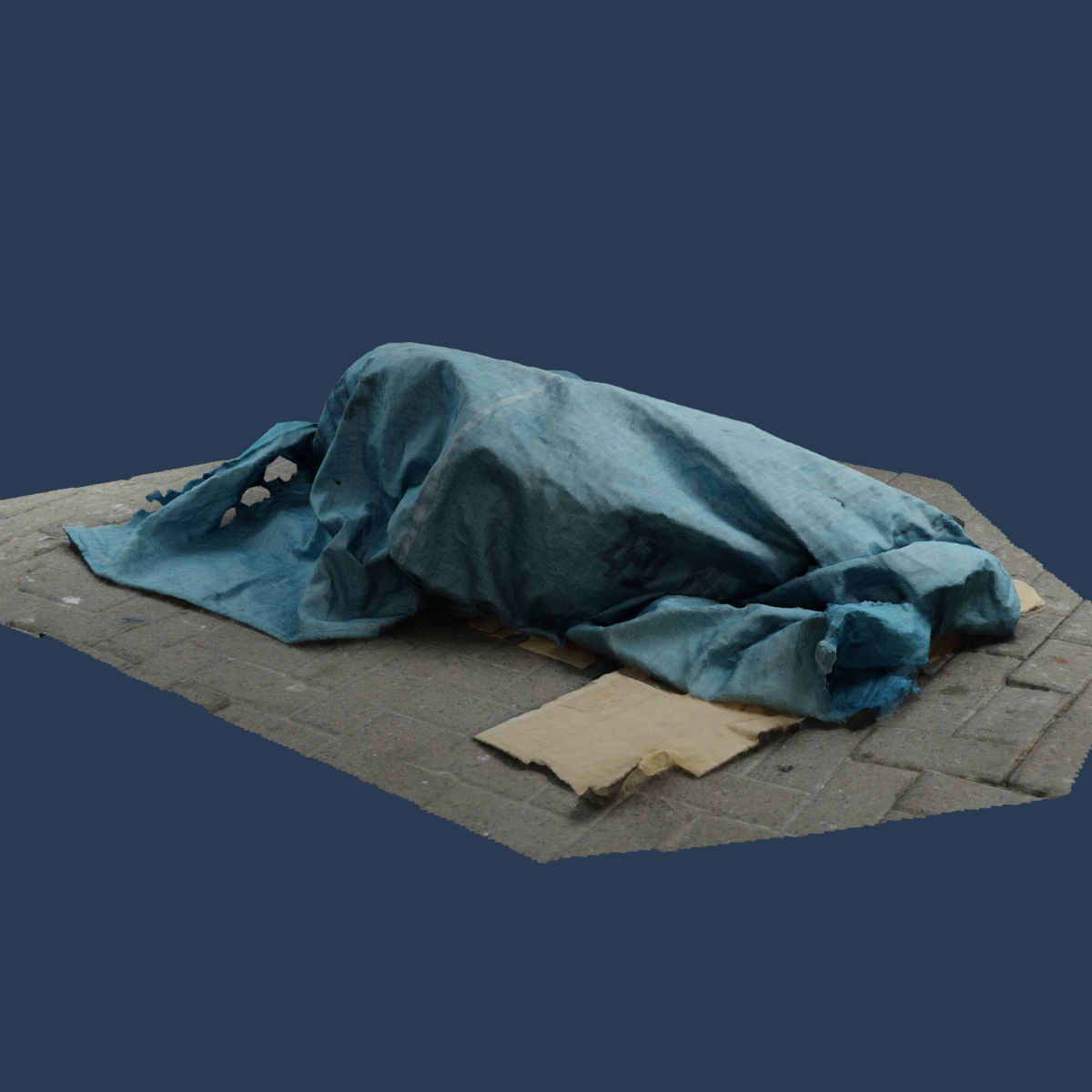 RAW 3D Scan - Rubbish tarp trash burlap canvas environment asset 3D model_2