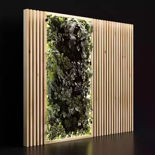 Wooden planks and vertical garden