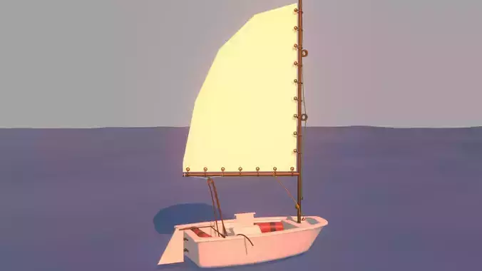 Dinghy 3d sailboat Low-poly 3D model