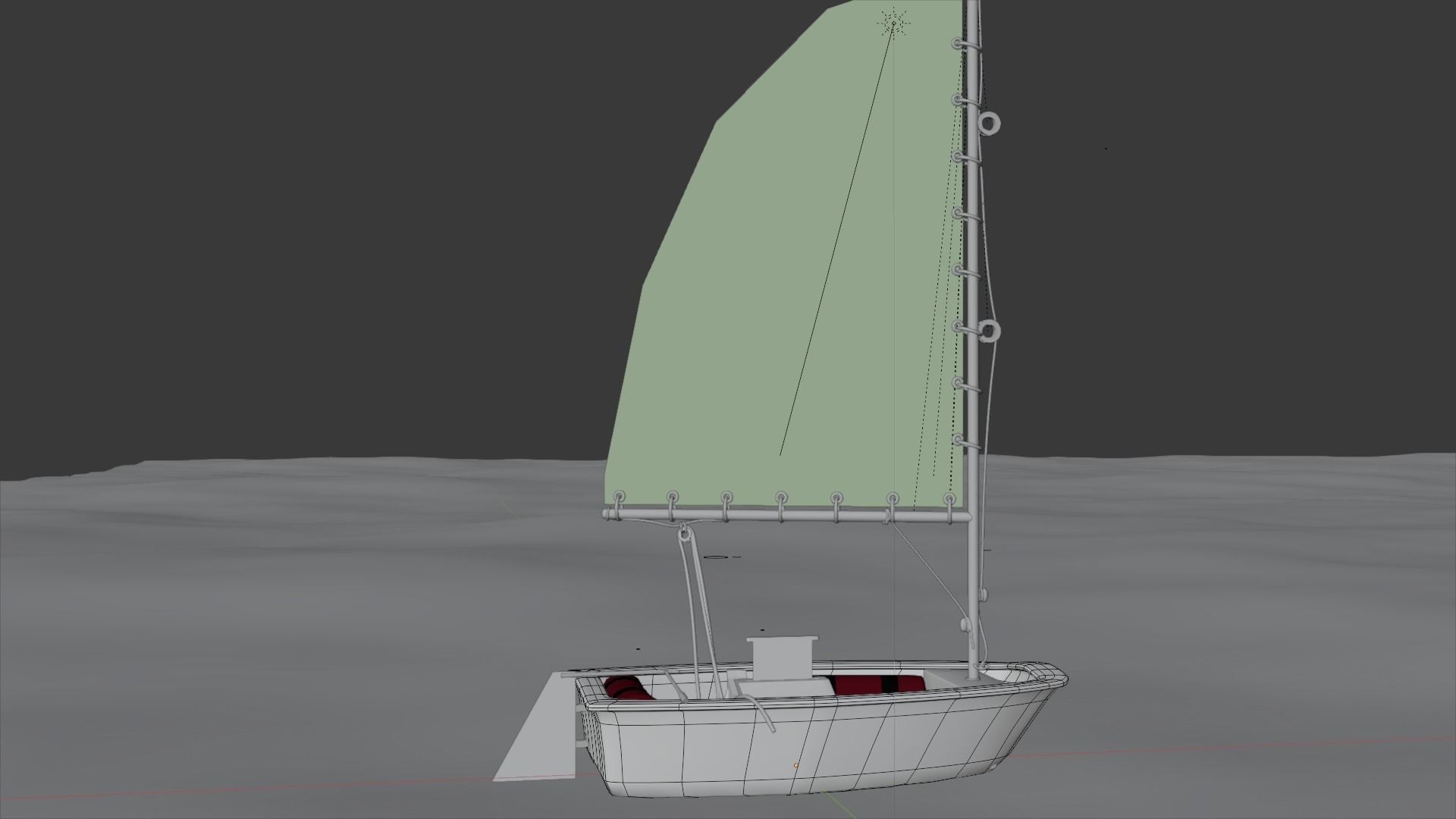 Dinghy 3d sailboat Low-poly 3D model_3
