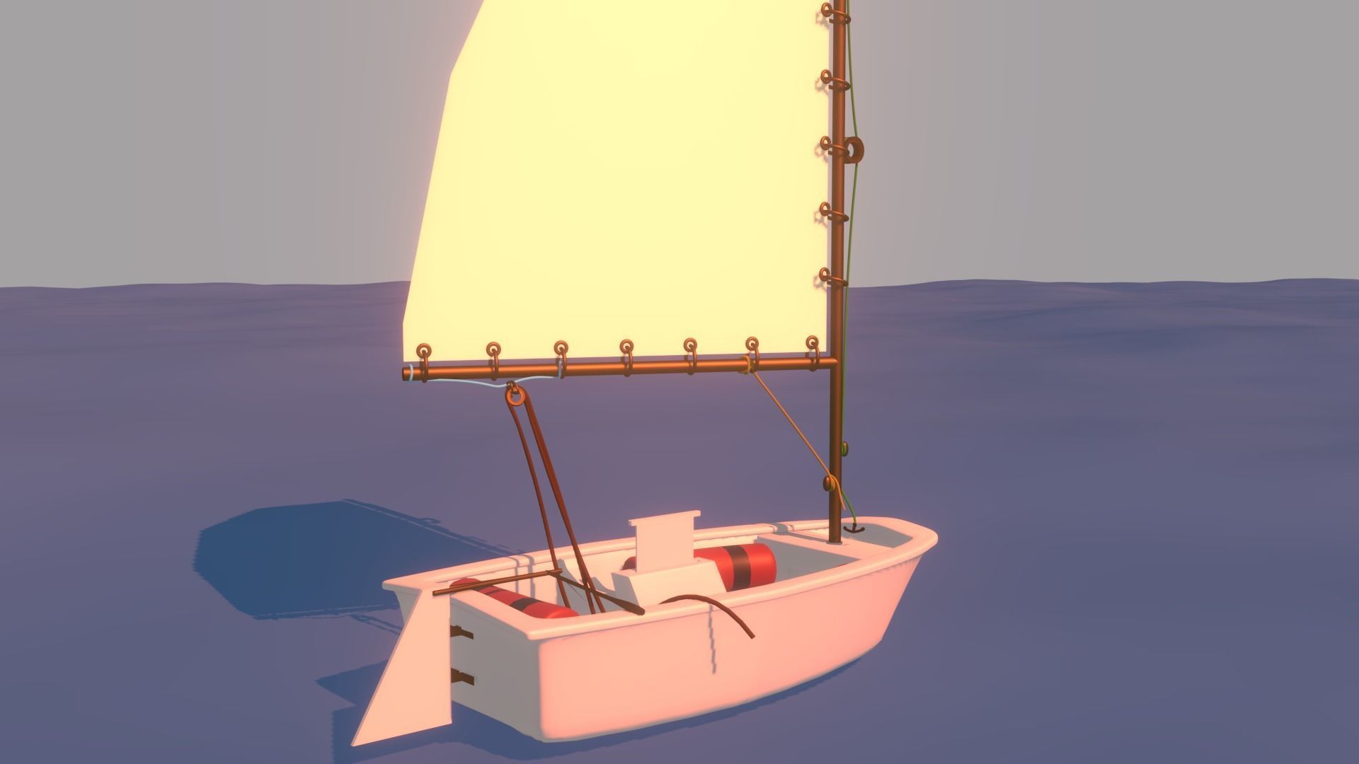 Dinghy 3d sailboat Low-poly 3D model_6