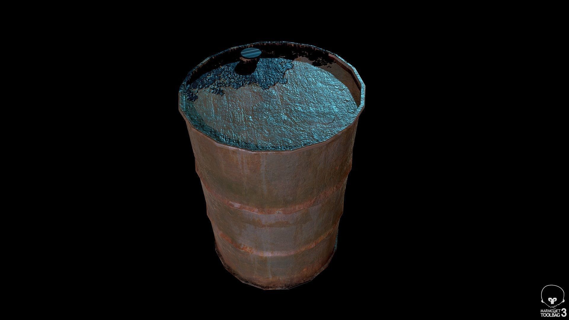 Oil Barrel Low-poly 3D model_10