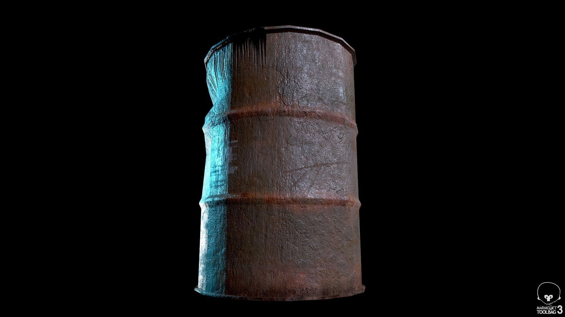 Oil Barrel Low-poly 3D model_7