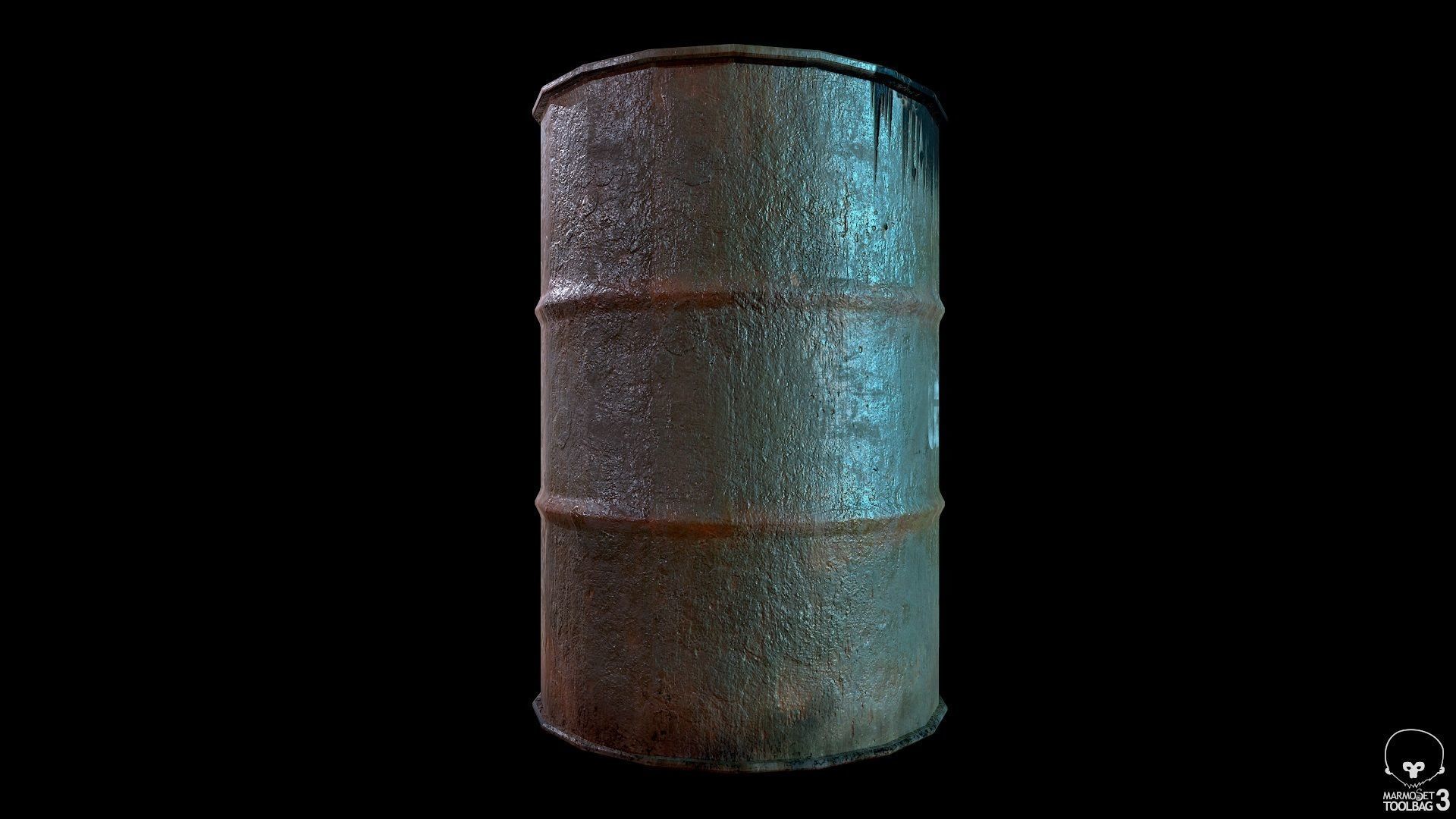 Oil Barrel Low-poly 3D model_2