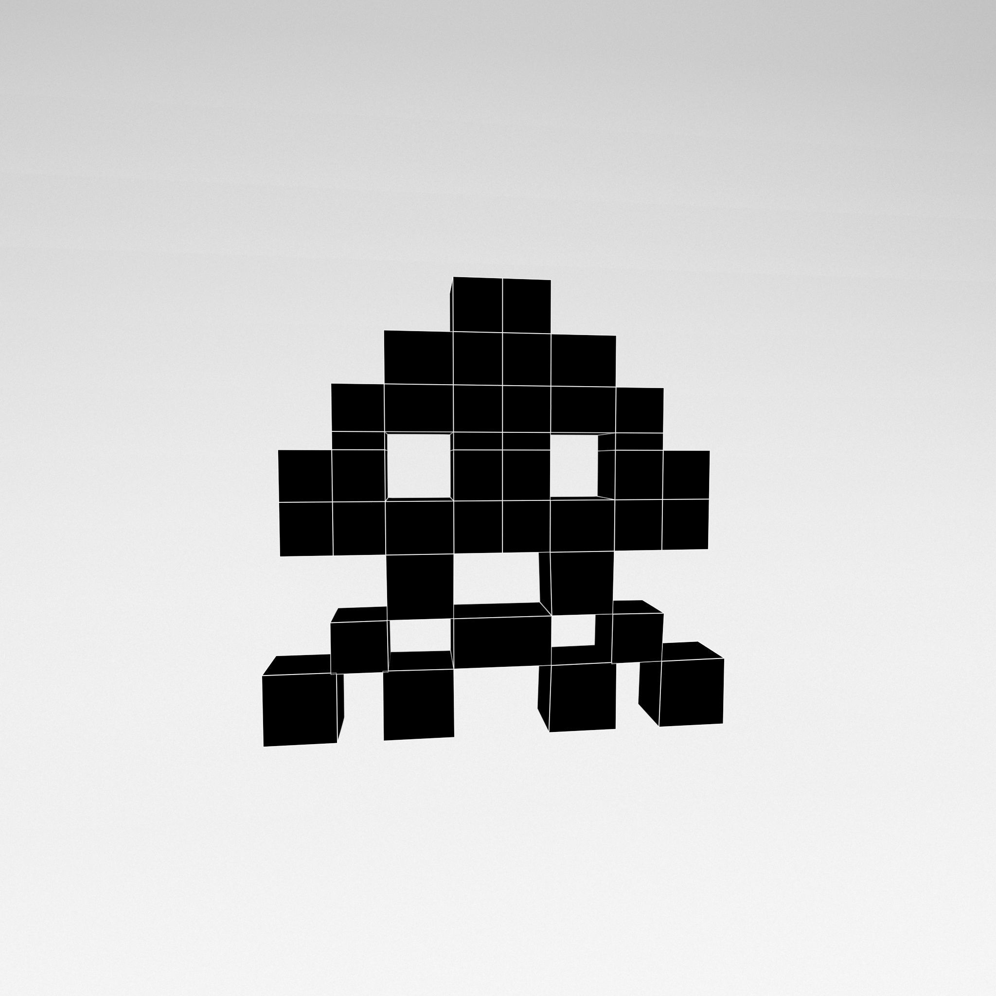 Space Invaders v1 001 Low-poly 3D model_4
