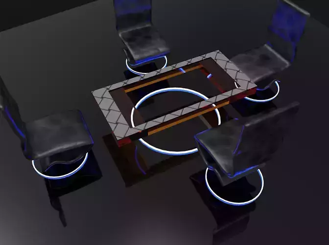 Sci-fi Table and Chairs  3D model