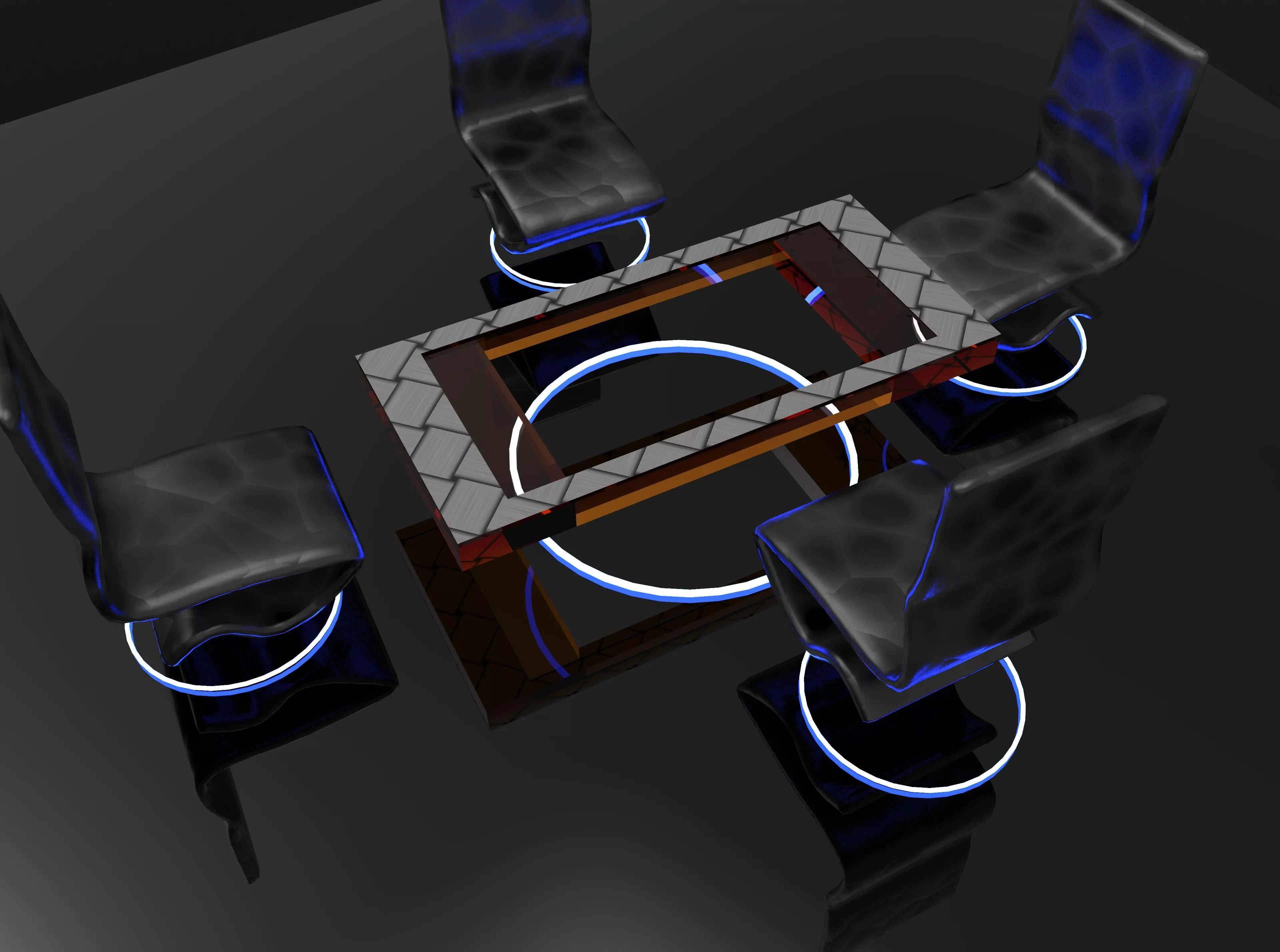 Sci-fi Table and Chairs  3D model_0