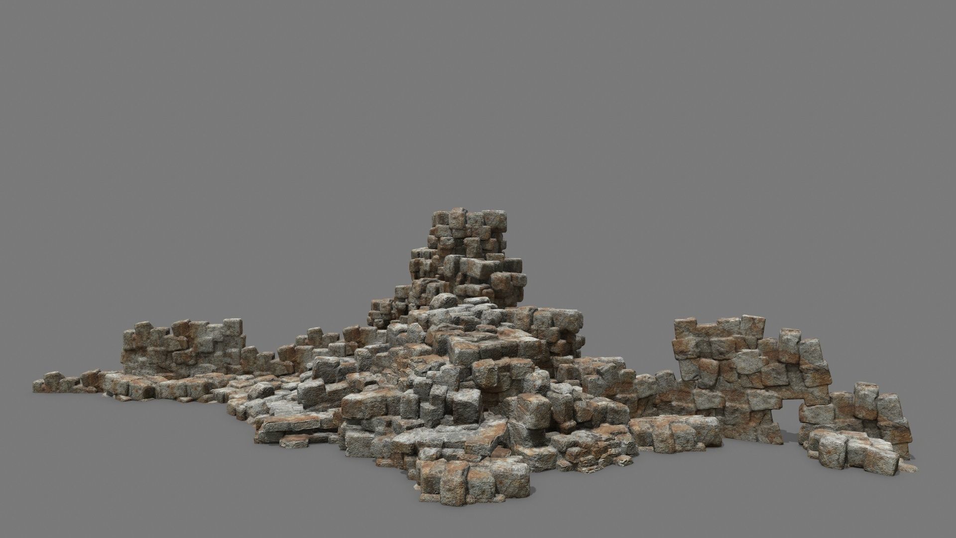 Stone Set piece of rock Low-poly 3D model_1
