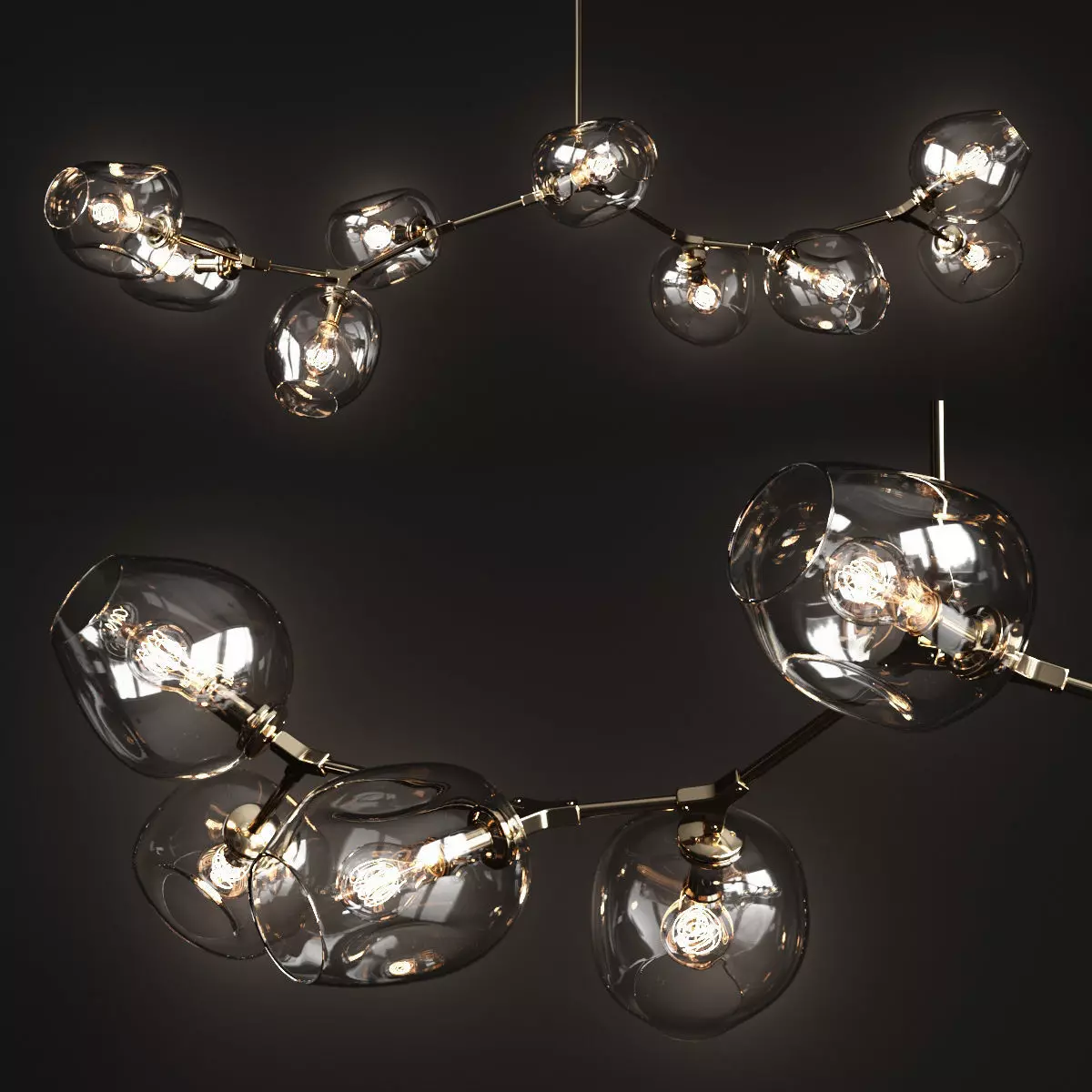 Branching bubble 9 lamps 2 3D model_0
